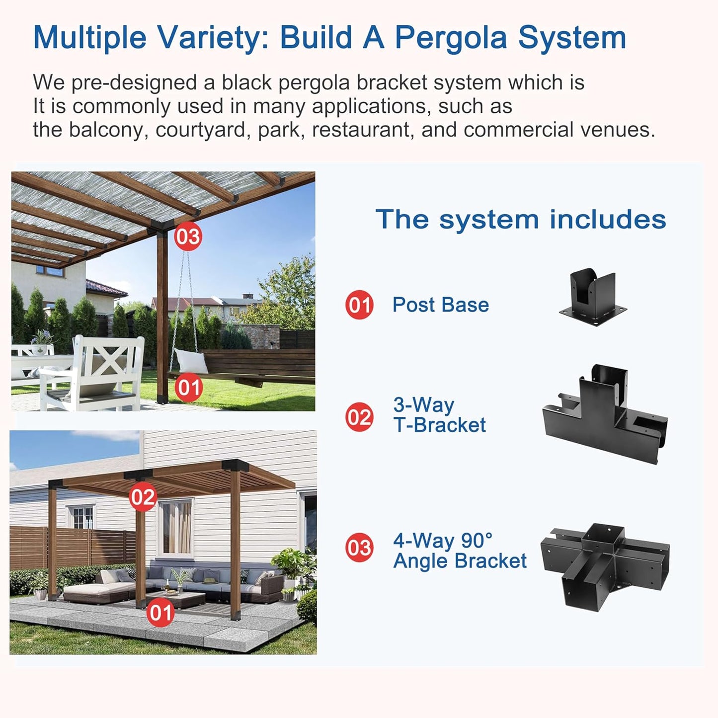 4x4 Post Base Stainless Steel - 4-Way Large Right Angle Corner Base Bracket Post Anchors with Screws for Wood Beams Lumbers