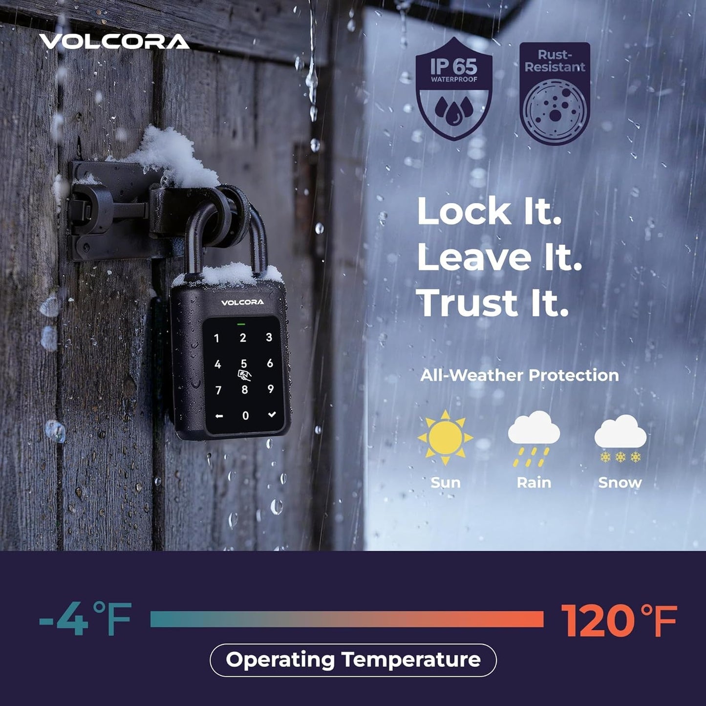 Volcora Fingerprint Padlock Smart Gym Locker Lock with Solar Panel, Electronic Digital Bluetooth App Smart Padlock with Keypad, Rechargeable Biometric Lock, Gate Lock, Short Shackle Short Shackle Padlock with Solar Panel