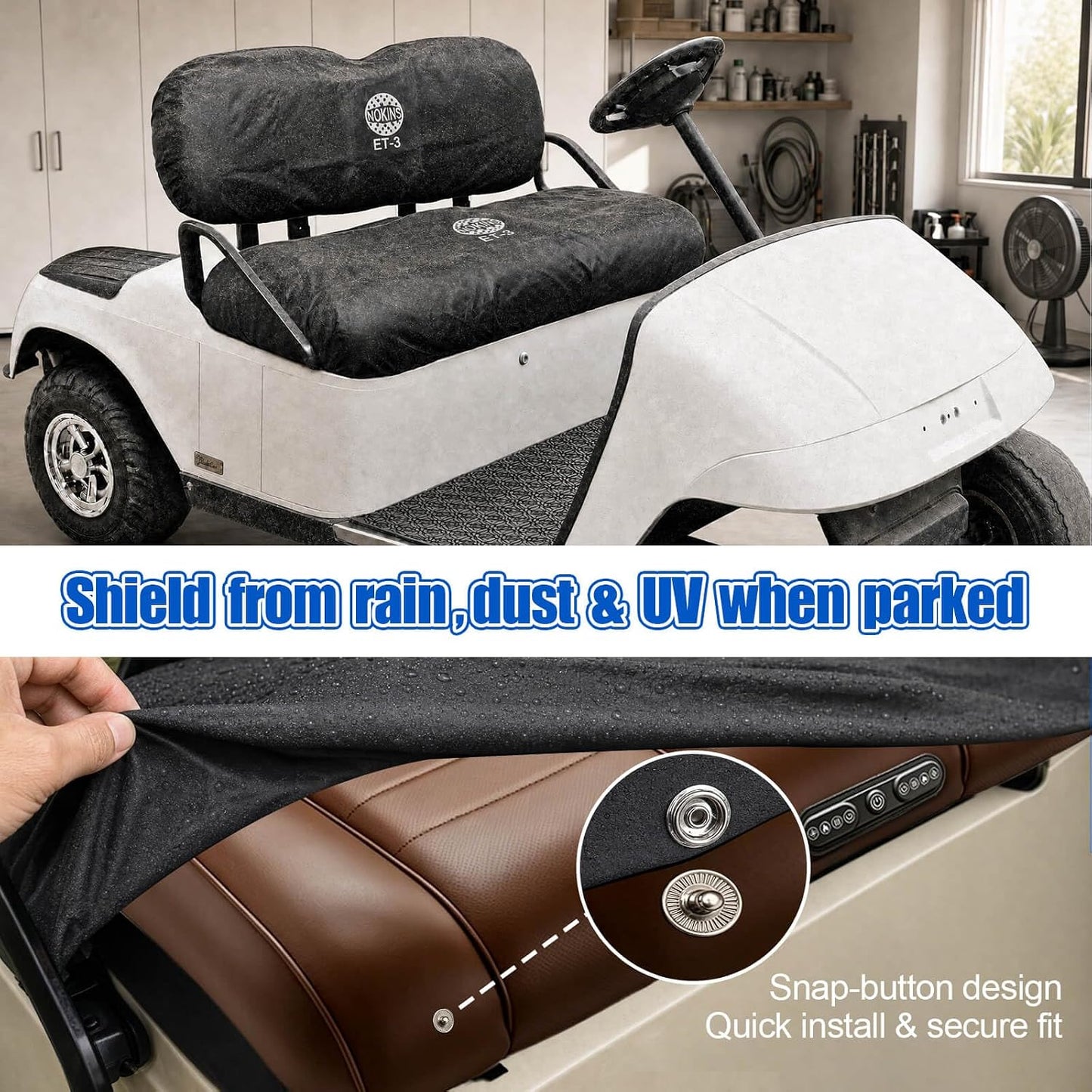 NOKINS Golf Cart Seat for EZGO TXT/RXV | Premium, Heated Massage, Ventilated Fits EZGO TXT/RXV coffee brown
