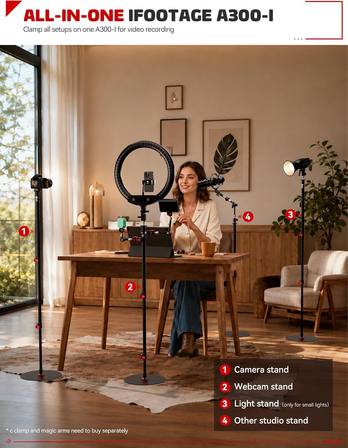IFOOTAGE Cobra 2 RB-A300-I 60" Iron Round Base Camera Monopod Stand