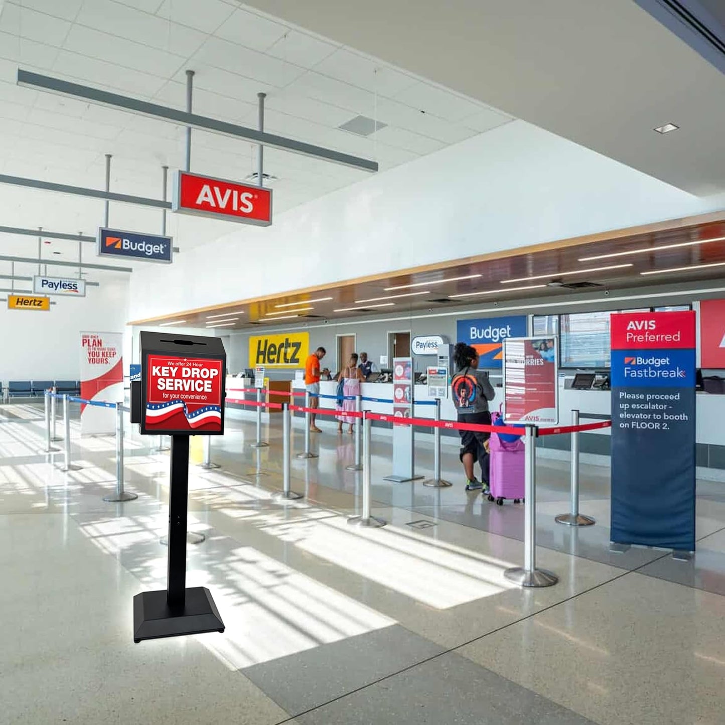 Suggestion Box with Stand, Floor Standing Metal Locking Ballot Collection Safe Box for Voting, Charity, Donation, Church, Election, Hospital Feedback, and Car Rental Key Return, Black