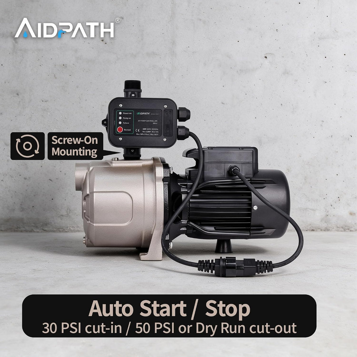 Shallow Well Jet Pump, 230V Irrigation Pump for Sprinkler System Black