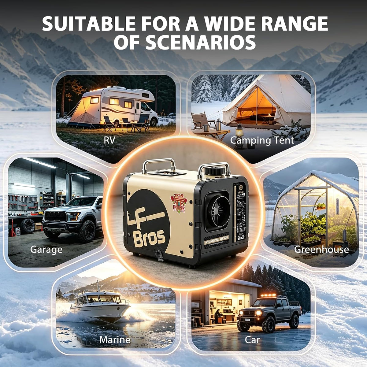 LF Bros 12V/24V/110V 5KW All-in-One Diesel Heater with Stylish Design