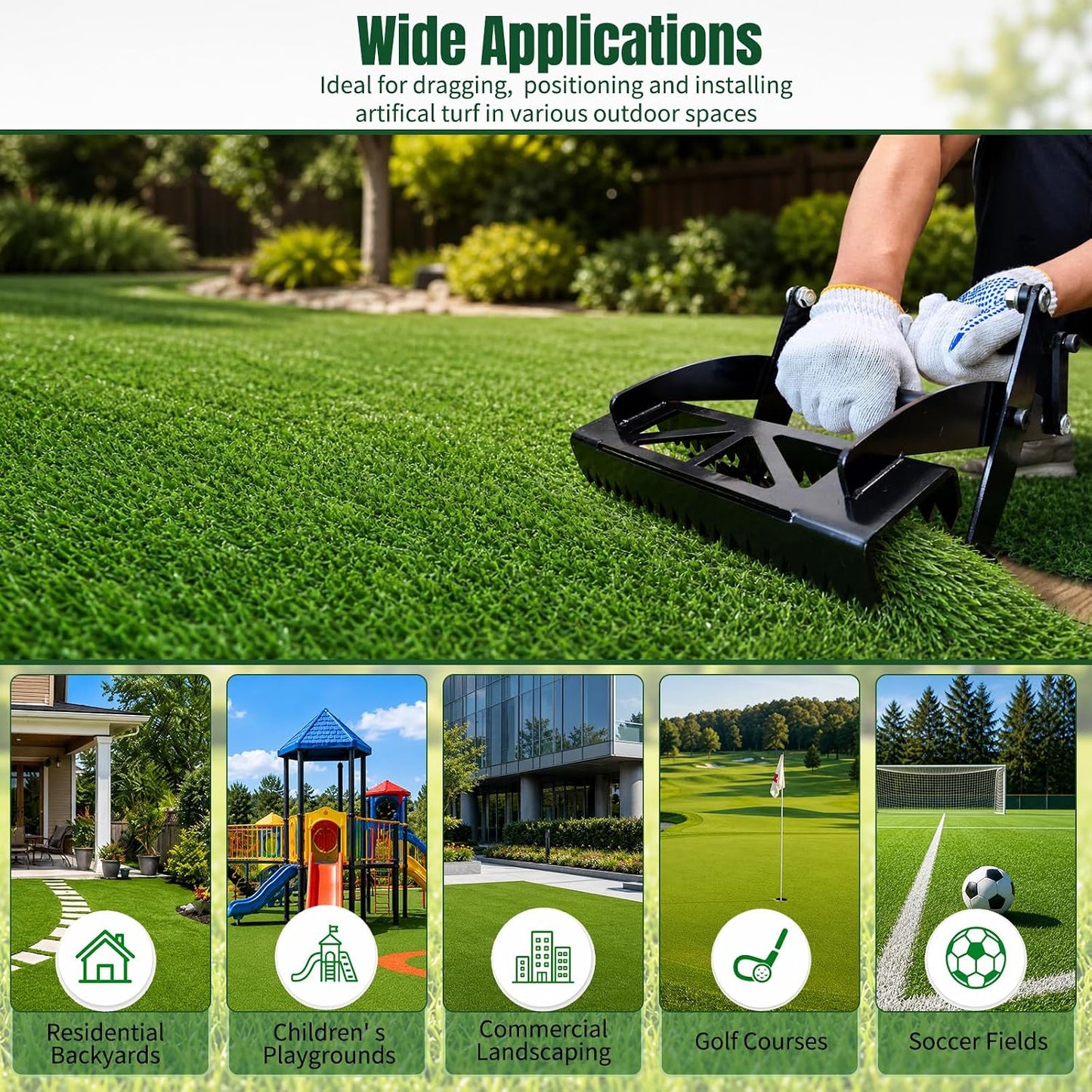Heavy Duty Artificial Turf Gripper, Serrated Grass Stretcher | Serrated Jaw Pull Tool, Rustproof Cold Rolled Steel Turf Installation Puller for Landscaping, Patio, Backyard & Soccer Field