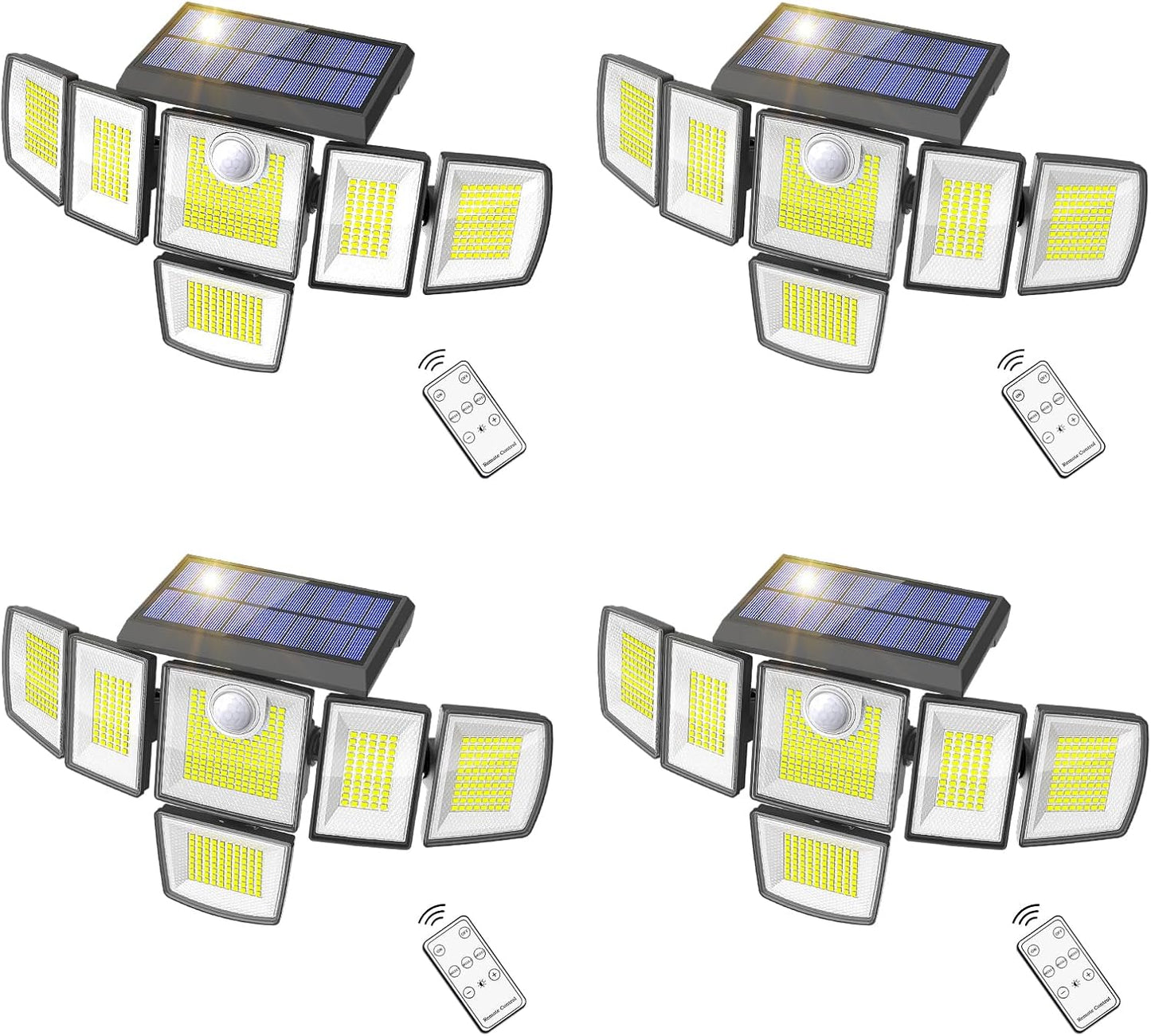 SZPOWER Solar Outdoor Lights, 4000LM Solar Flood Lights with 496 LED, 6 Heads Motion Sensor Lights 360 Beam Angle, IP65