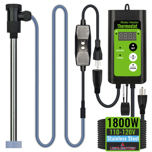 1800W Submersible Hot Tub & Pool Portable Immersion Water Heater with Temperature Control and GFCI Leakage Protection for Swimming Pools, Bathtubs, Buckets, Baptistries, and Most Liquids