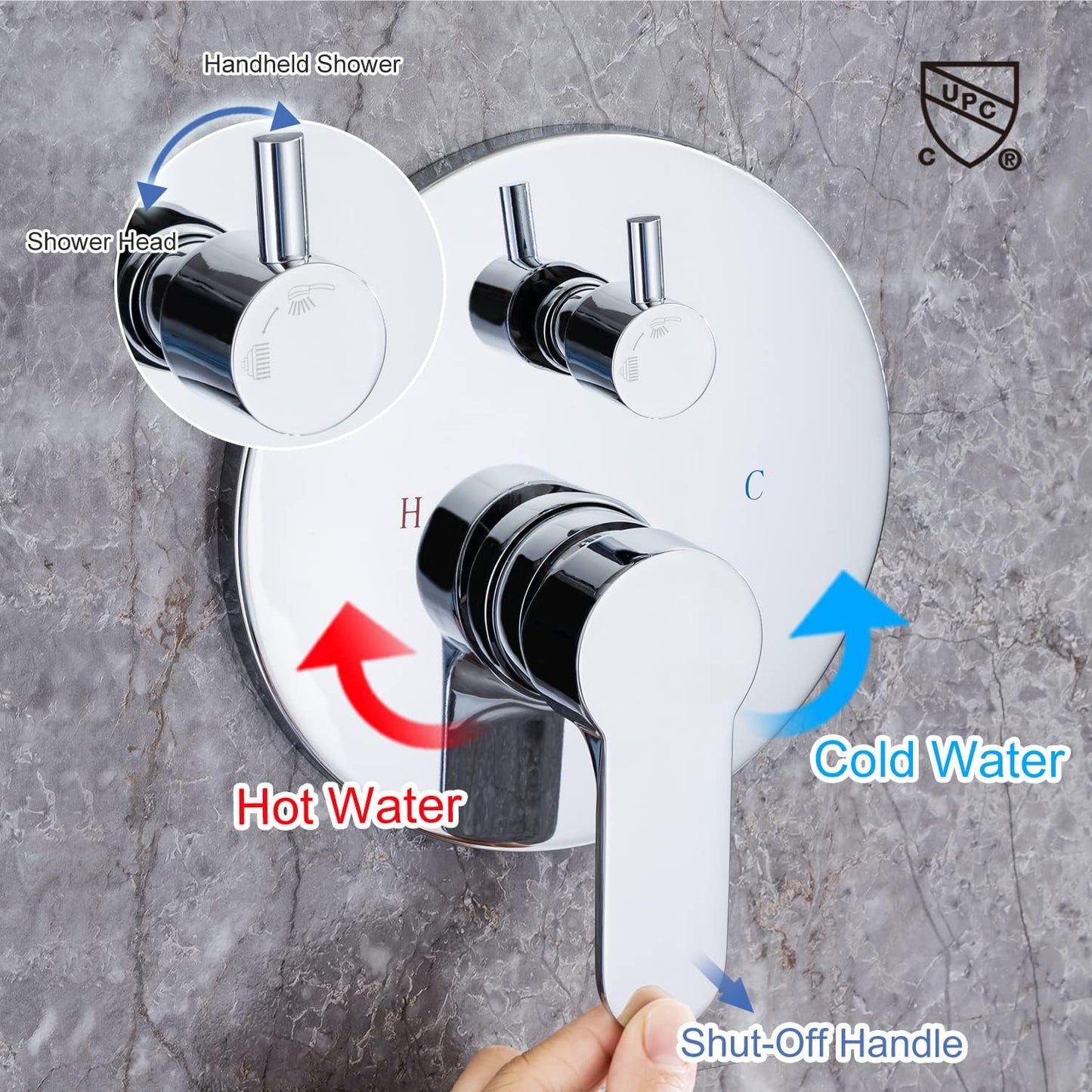 RUGUS Shower Faucet SetBathroom Rainfall Wall Mounted Shower System with Stainless Steel Metal 10 Inch Round Rain Showerhead,Shower Trim Kit with