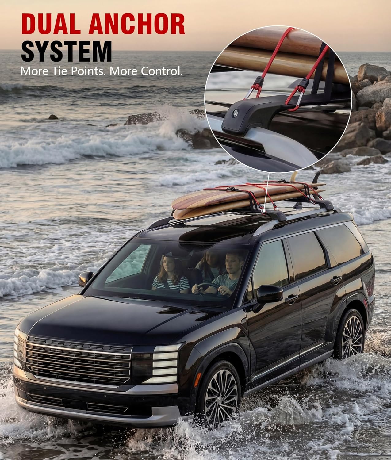 330LBS Roof Rack Cross Bars Fit for 2026 2027 Hyundai Palisade & Palisade Hybrid SEL XRT PRO Limited Calligraphy, Aluminum Cargo Bars, Aerodynamic Silent Rooftop Carrier Crossbars with Tie-Down Rings For Hyundai Palisade 2026-UP Cross Bars Kit