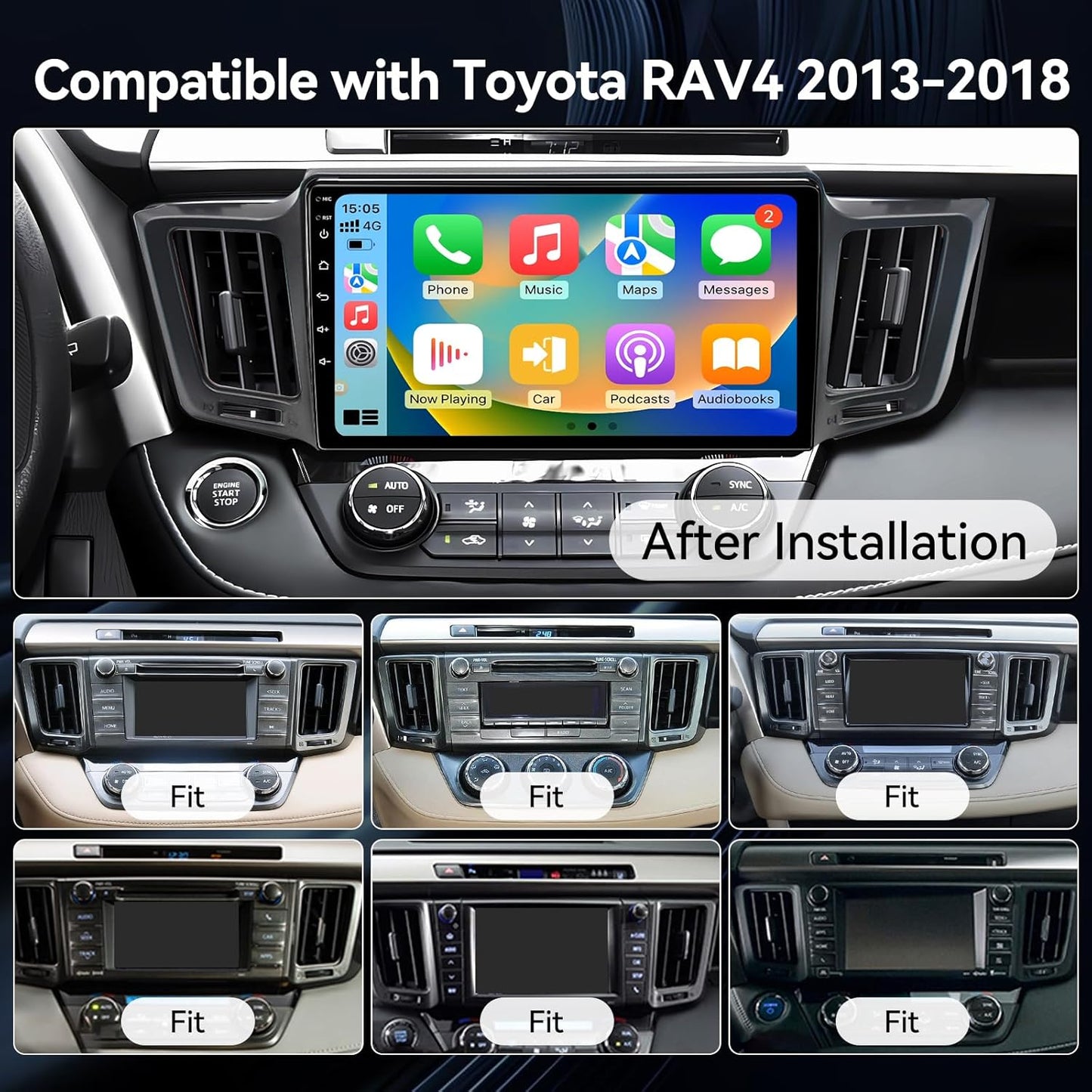 Android 13 Radio Compatible with Toyota RAV4 2013 2014 2015 2016 2017 2018, 10 Touch Screen Car Stereo Head Unit Wireless Carplay/Android Auto Mirror Link Backup Camera