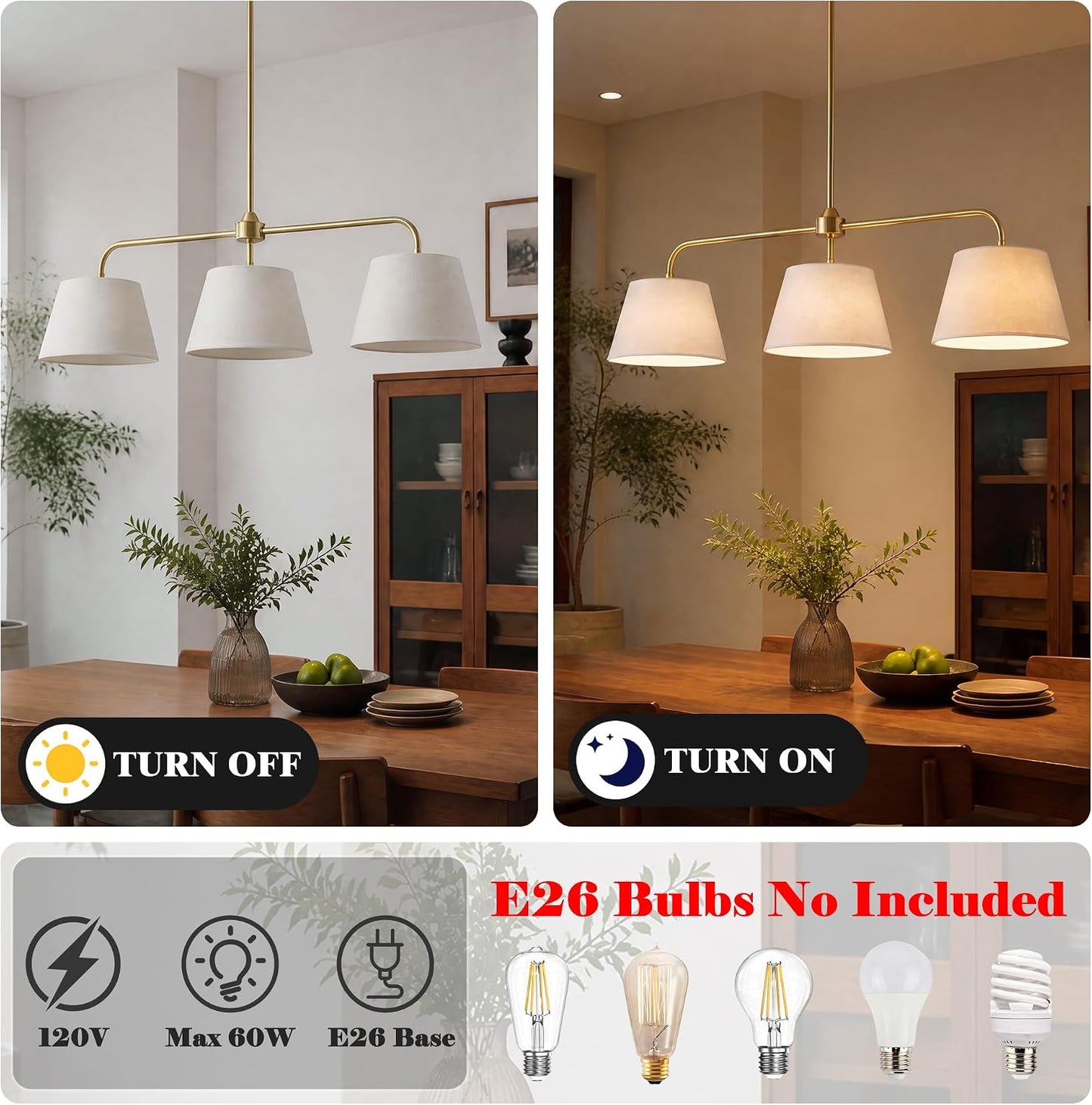 Linear Chandeliers for Dining Room 40.75in, Brass Kitchen Island Fixture
