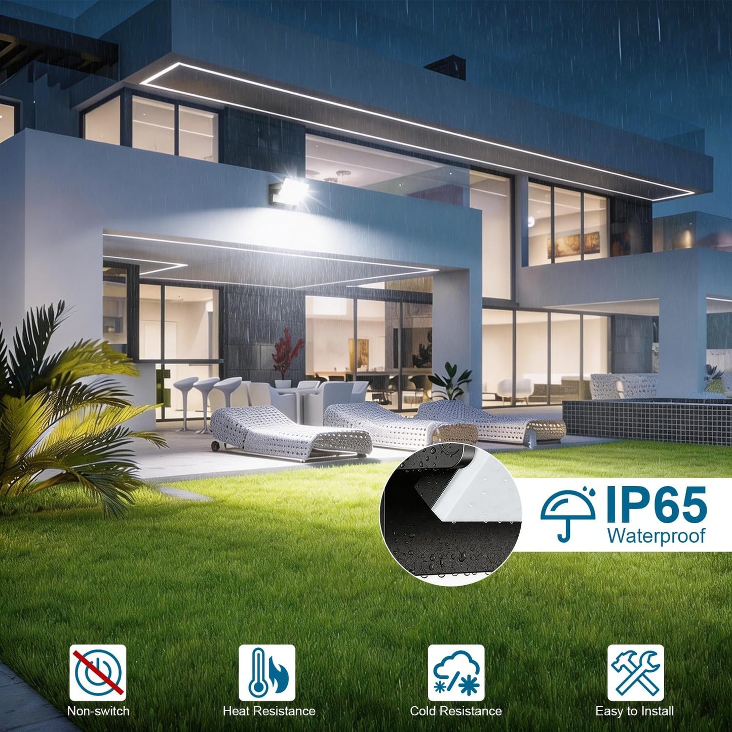 60W LED Outdoor Wall Lights 360° Rotatable LED Flood Lights Modern Commercial Security 5000K IP65 Waterporof Wall Mounted Light for Garage Yard Porch 4 Pack