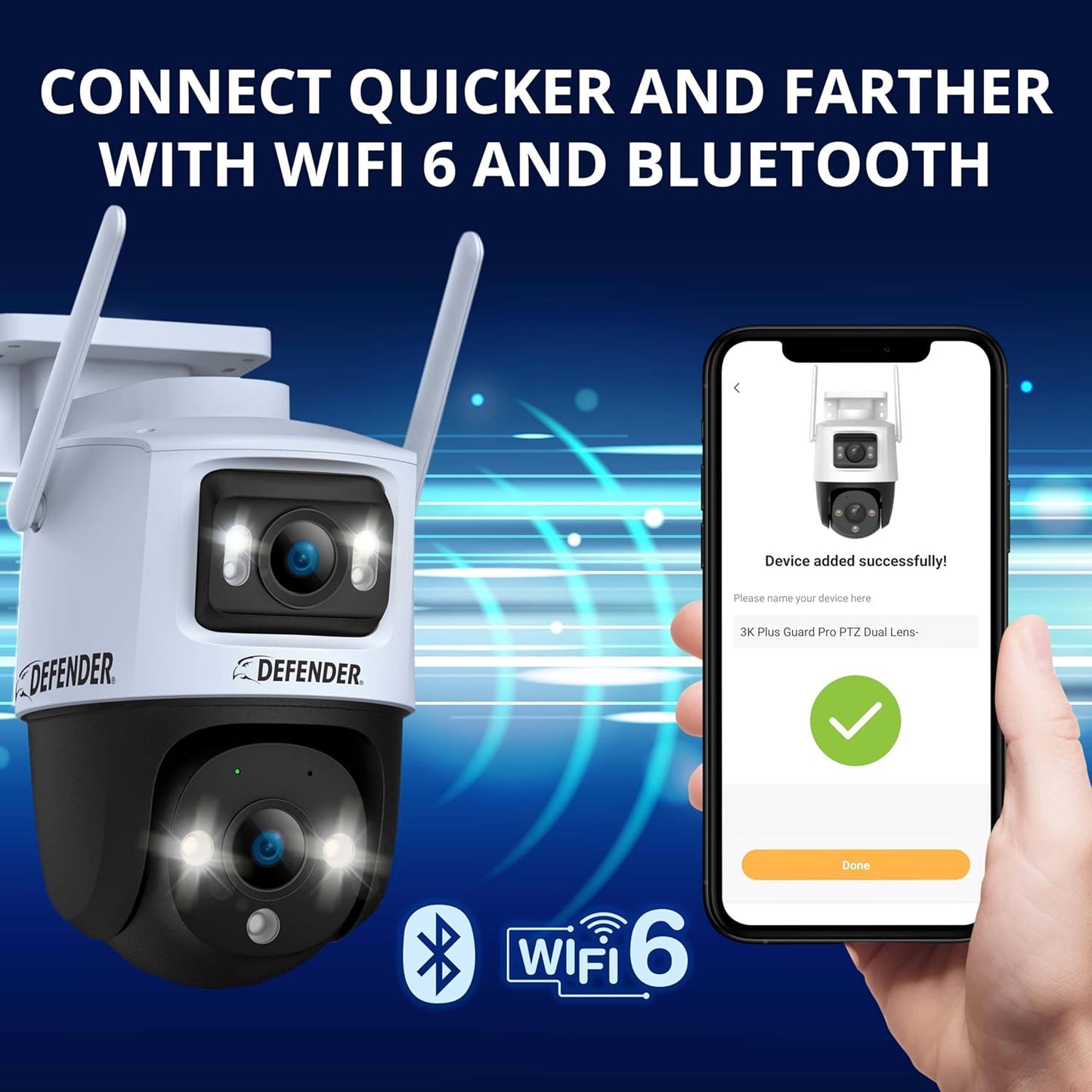 AI Powered Guard Pro 3K Plus Dual Lens PTZ WiFi 6, Plug & Play Security Camera, Human/Vehicle Detection, AI Auto-Trackin