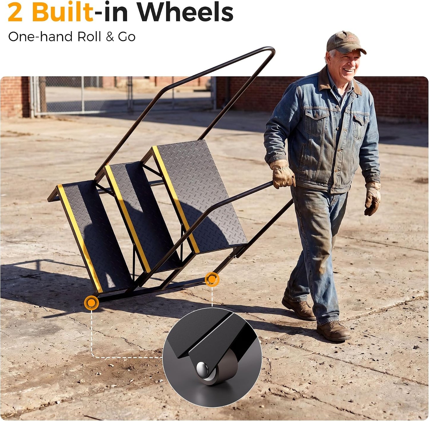 CAMMOO 3-Step RV Steps with Wheels, Per Step 1000LBS Capacity, 304 Stainless Steel Bolts at All Critical Joints, Anti-Slip Treads Entry Steps for Travel Trailer Hot Tub Pool Porch Mobile Home Camper