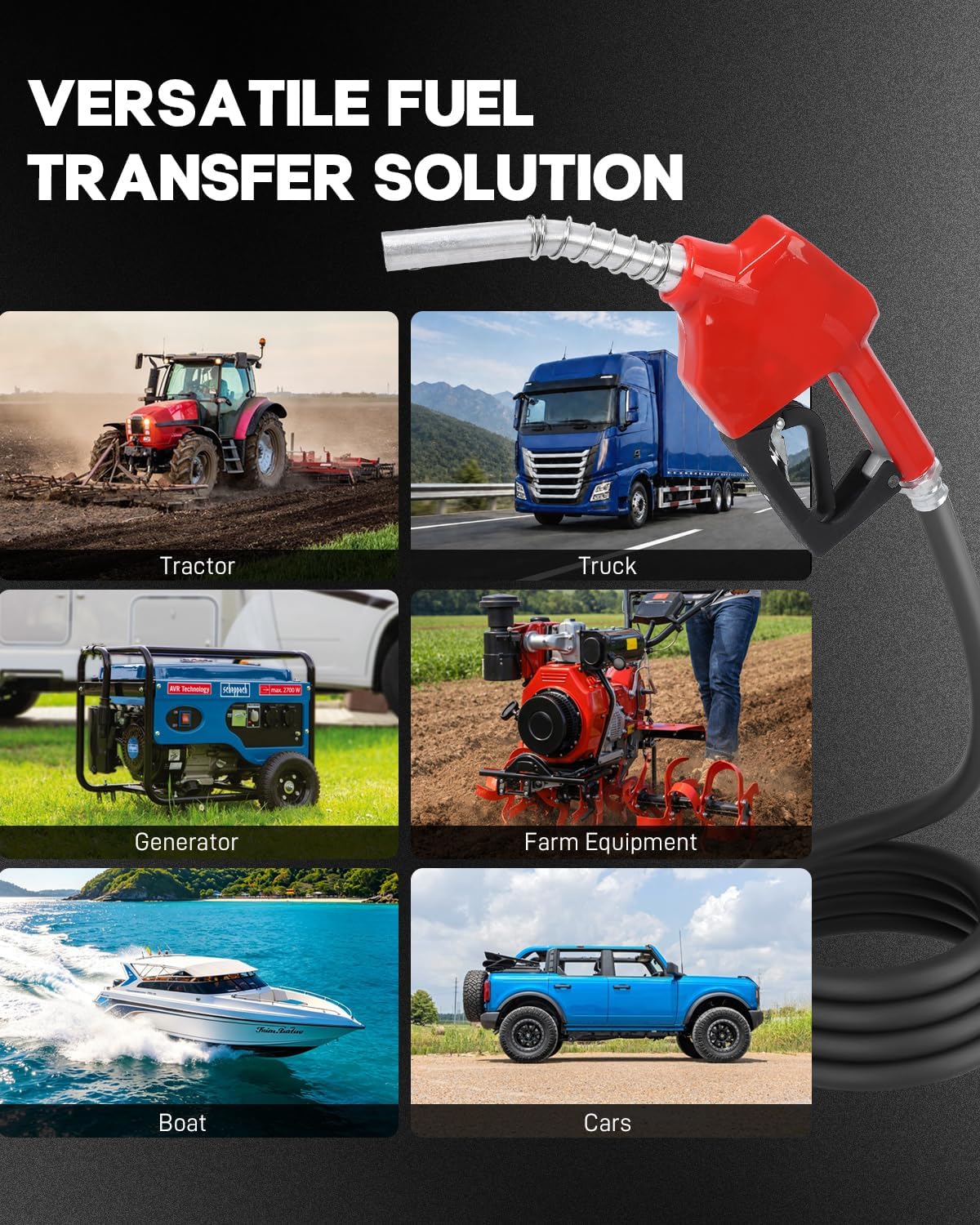 12V 10 GPM Electric Fuel Transfer Pump with Auto Shut-Off Nozzle
