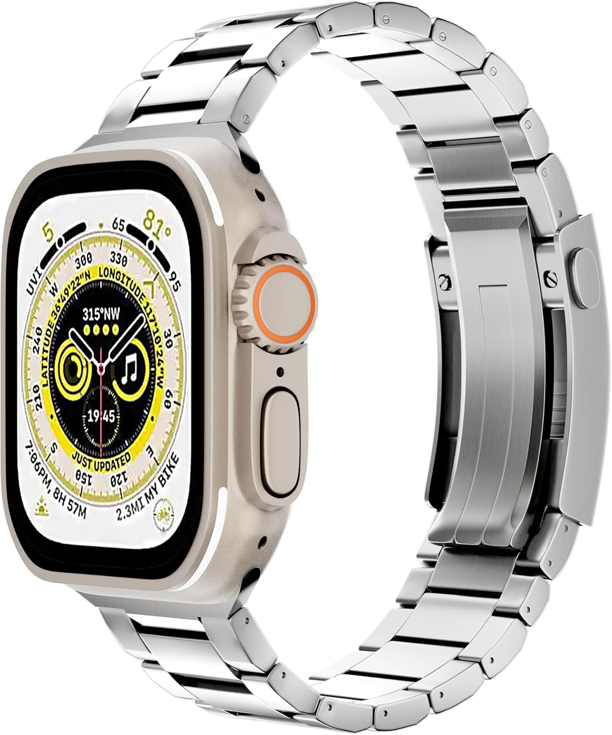 Compatible for Apple Watch Ultra 2 Band 49mm Titanium Metal Men Strap, Adjustable Buckle with Super Scratch Resistant Compatible for Apple Watch Series