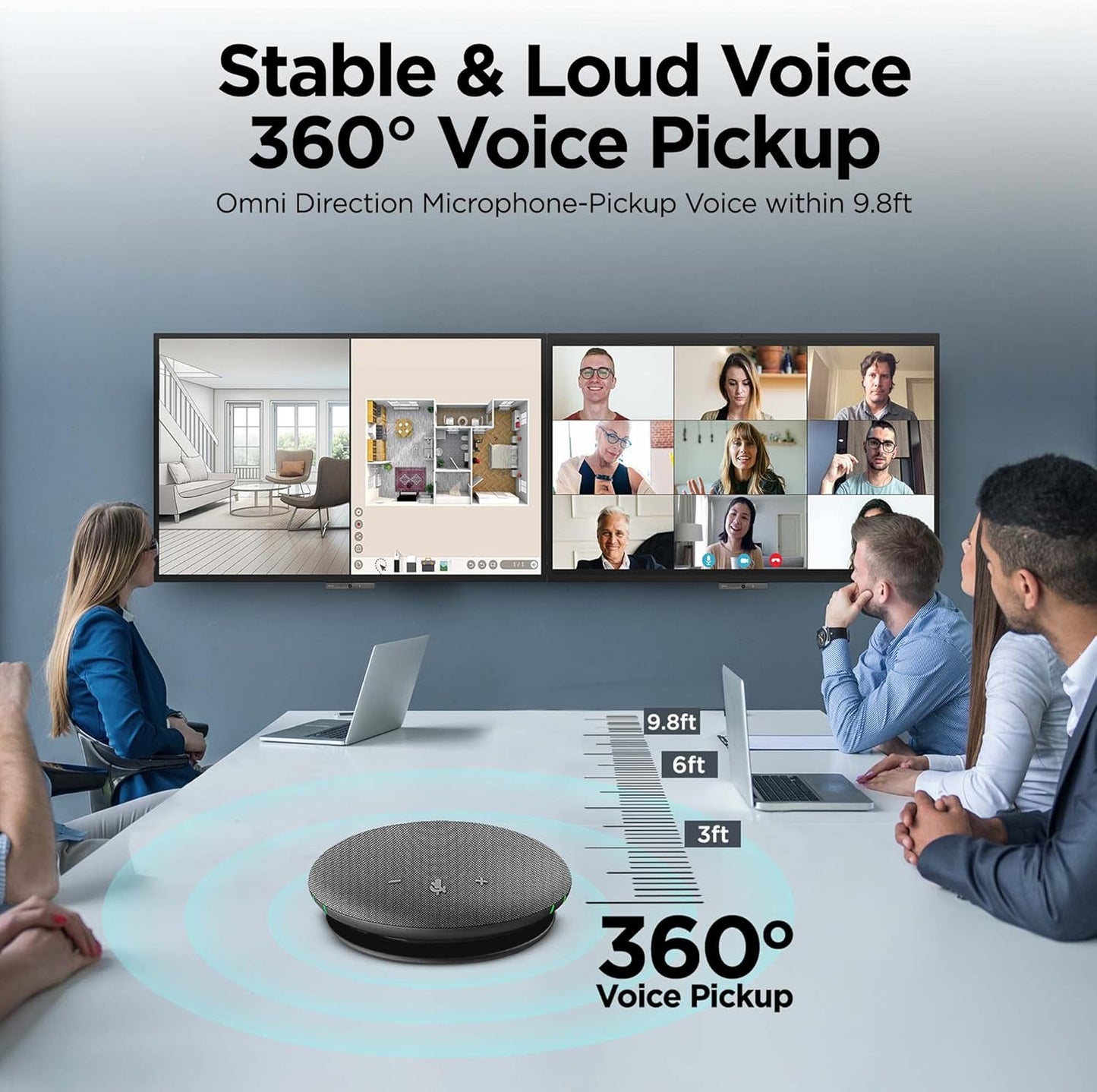 INNOTRIK Bluetooth Conference Call Speaker | 360-Degree Voice Pickup & Conference Room Omnidirectional Microphone | USB Bluetooth Speakerphone