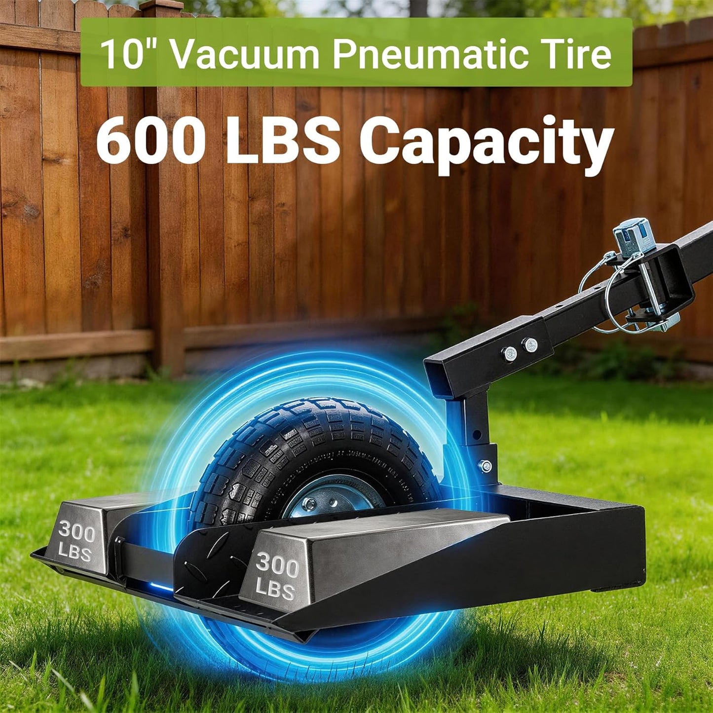 Lawn Mower Wheel Sulky, Walk Behind Mower-Sulky, Lawn Trailer with 10" Vacuum Tire for Mower, Easy Forward & Reverse Lawn Mower Trailer, Black