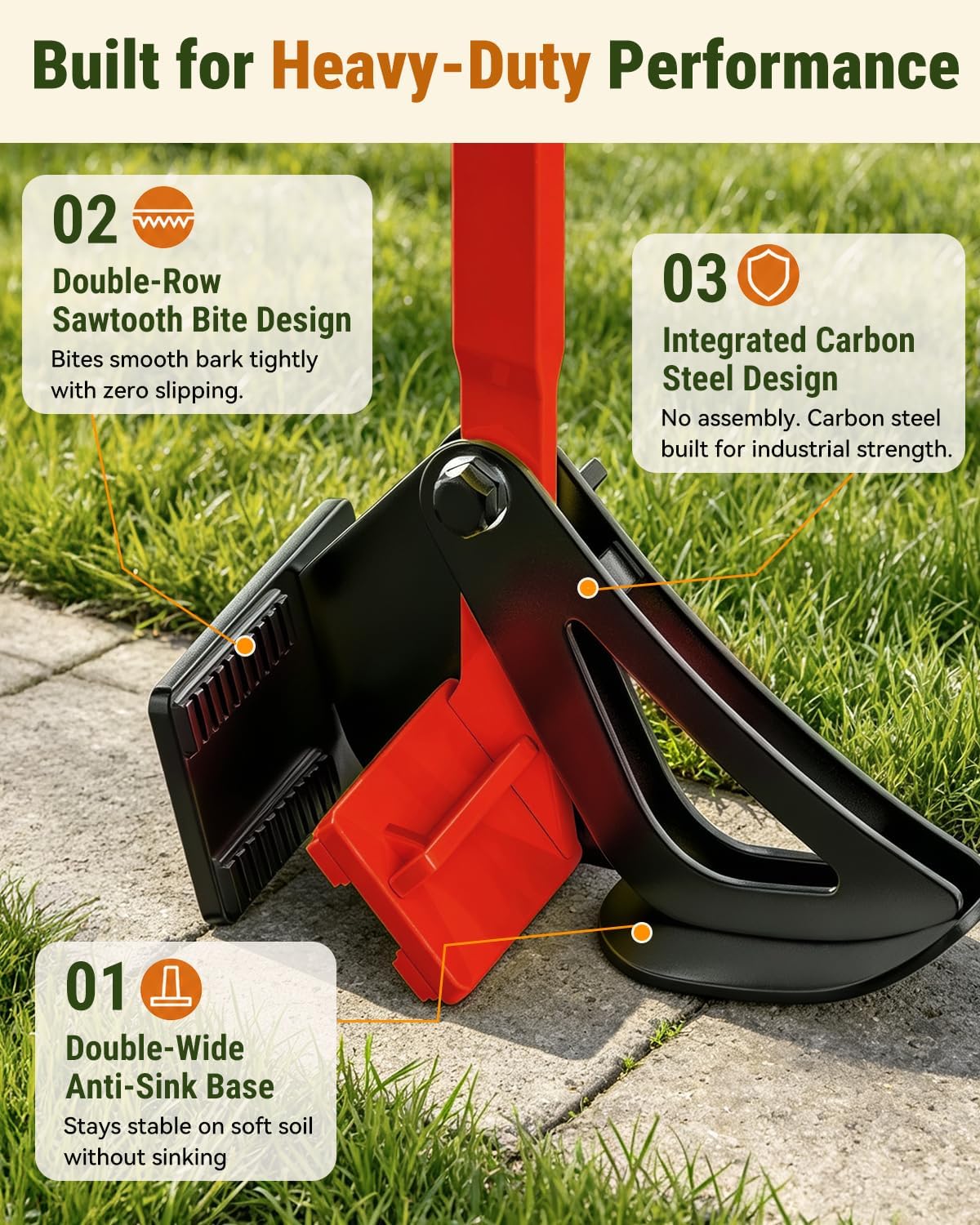 48" Heavy-Duty Root Puller – Instantly Uproots Trees & Shrubs (Stems ¼–2.5") | No Assembly, Ready to Use | Ergonomic Leverage Design for Landscaping, Farm & Forestry Work, Red.
