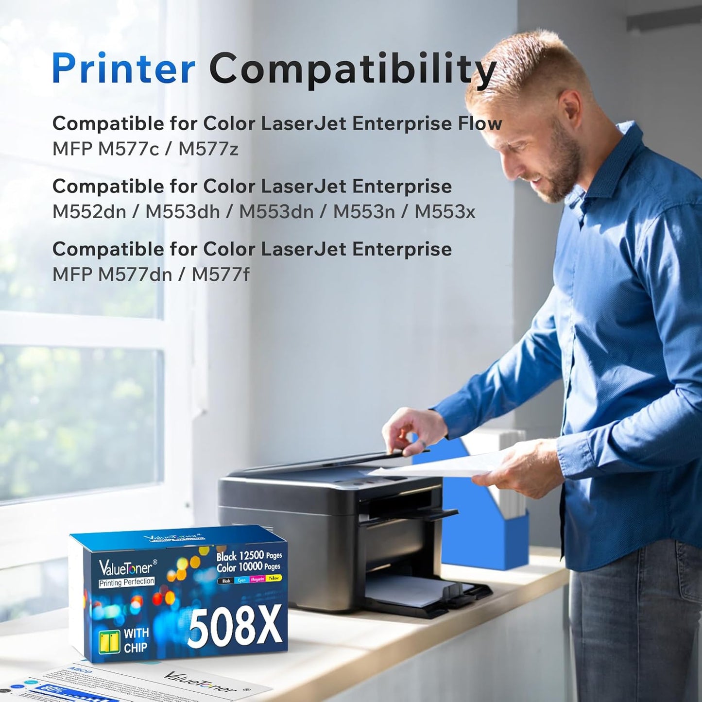 4 Pack Replacement for HP 508X Toner Cartridge CF360X CF361X CF362X CF363X Higher Page Yield Work for HP Color LaserJet M552 M552dn M553 M553n M553dn M553x M557 M577c M577z M577f M577dn (4-Pack)