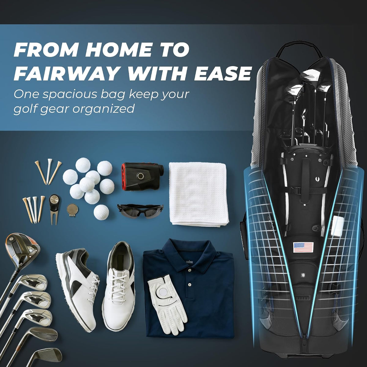 Golf Travel Bag for Airlines with Carbon Fiber Hard Top n TSA Lock