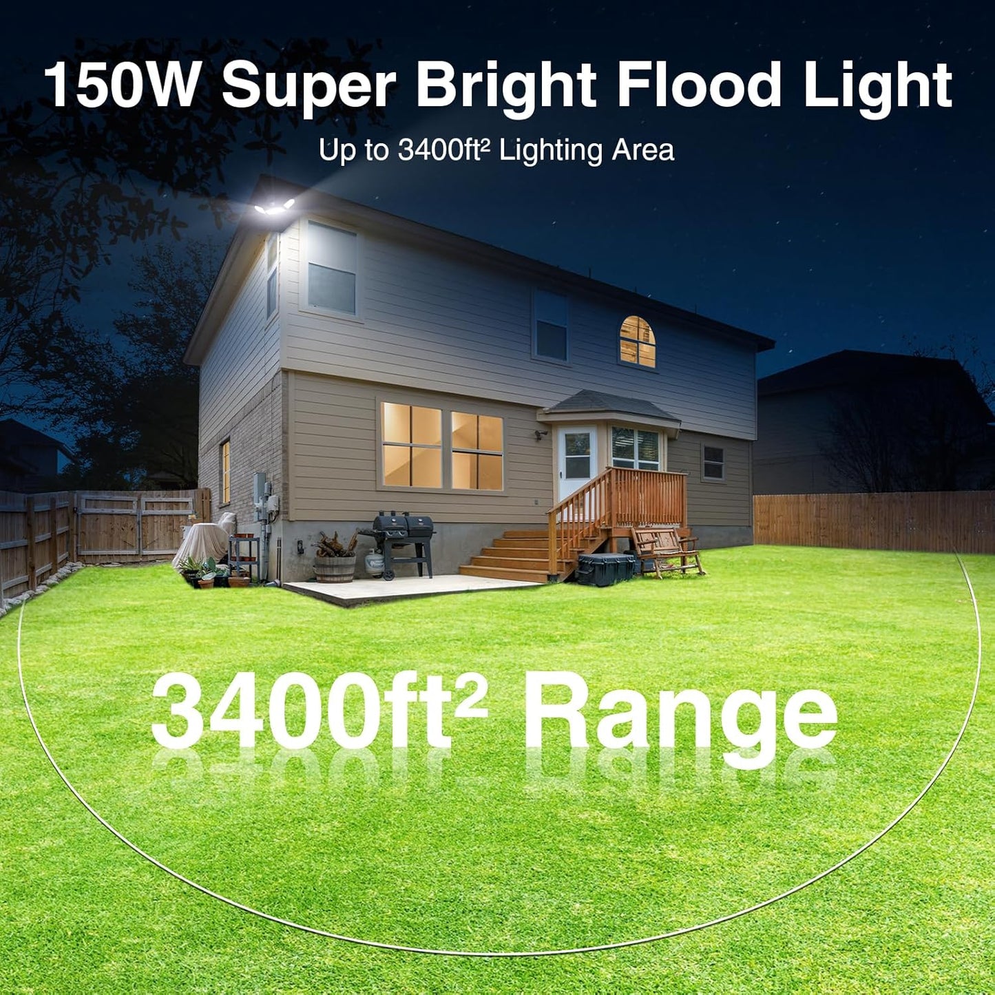 150W Motion Sensor Lights Outdoor for Outside, 15000LM LED Flood Lights Outdoor wired Dusk to Dawn, Exterior Security Floo