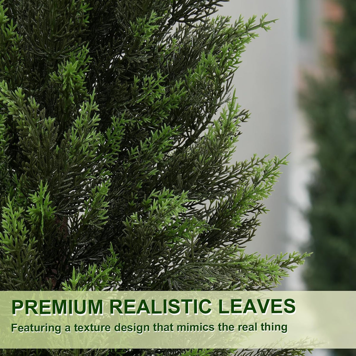4FT Artificial Cedar Topiary Trees 2 Pack, Realistic Faux Cypress Trees with Square Black Planter Pot, UV Resistant Outdoor Evergreen Plants for Front Porch Patio Garden Landscape Decor Black Square Planter 4ft