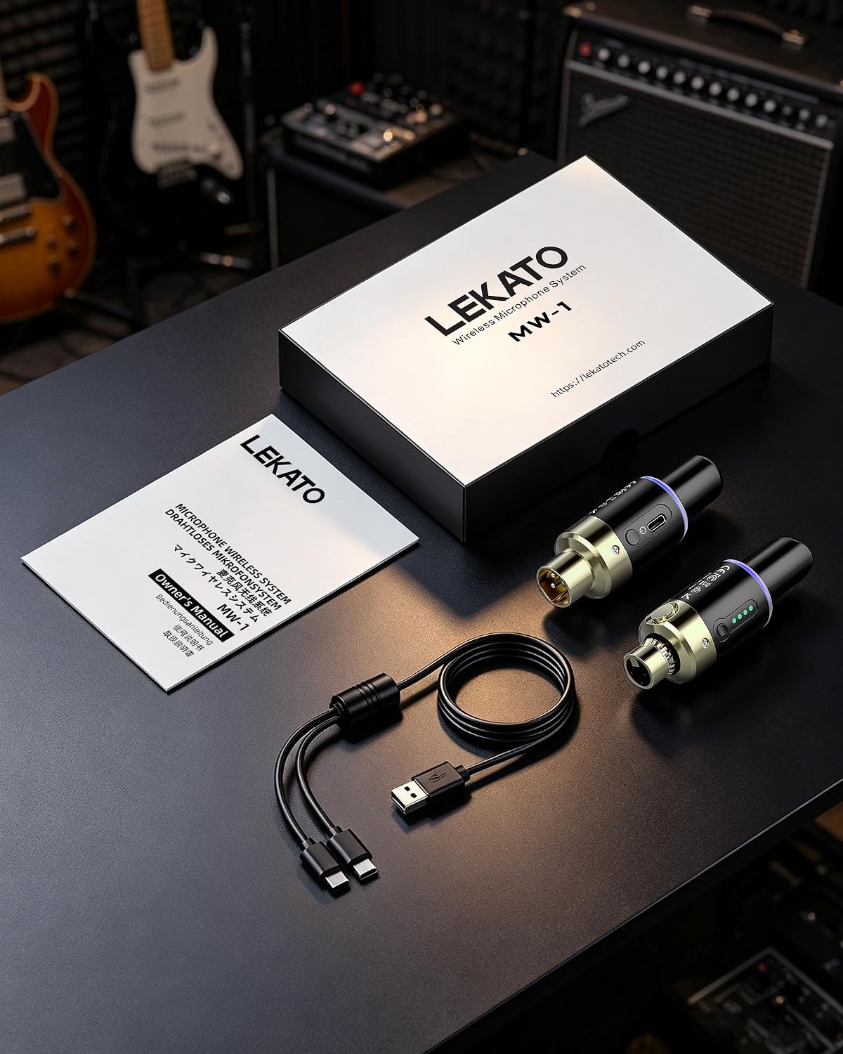 LEKATO 5.8GHz Wireless XLR Microphone Transmitter Receiver Plug-on MW-1 | No Interference, 5ms Low Latency,5H+ Working Life,4 Channels, Dynamic/Condenser Mic(Phantom-Powered),for Live Stage, Churchs