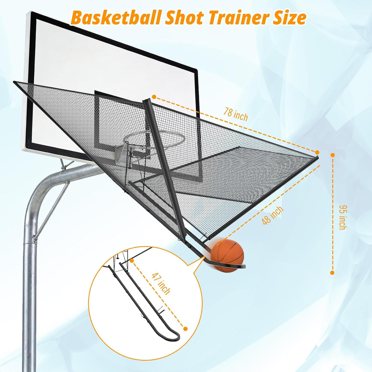 GADFISH Upgrade Basketball Shot Trainer with Net Return Attachment, Basketball Hoop Heavy Duty Basketball Rebounder Ball Return Dark