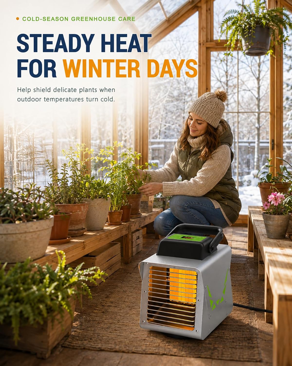 Kiroto Smart Plant Heater for Winter, 1500W, WiFi APP, Thermostat