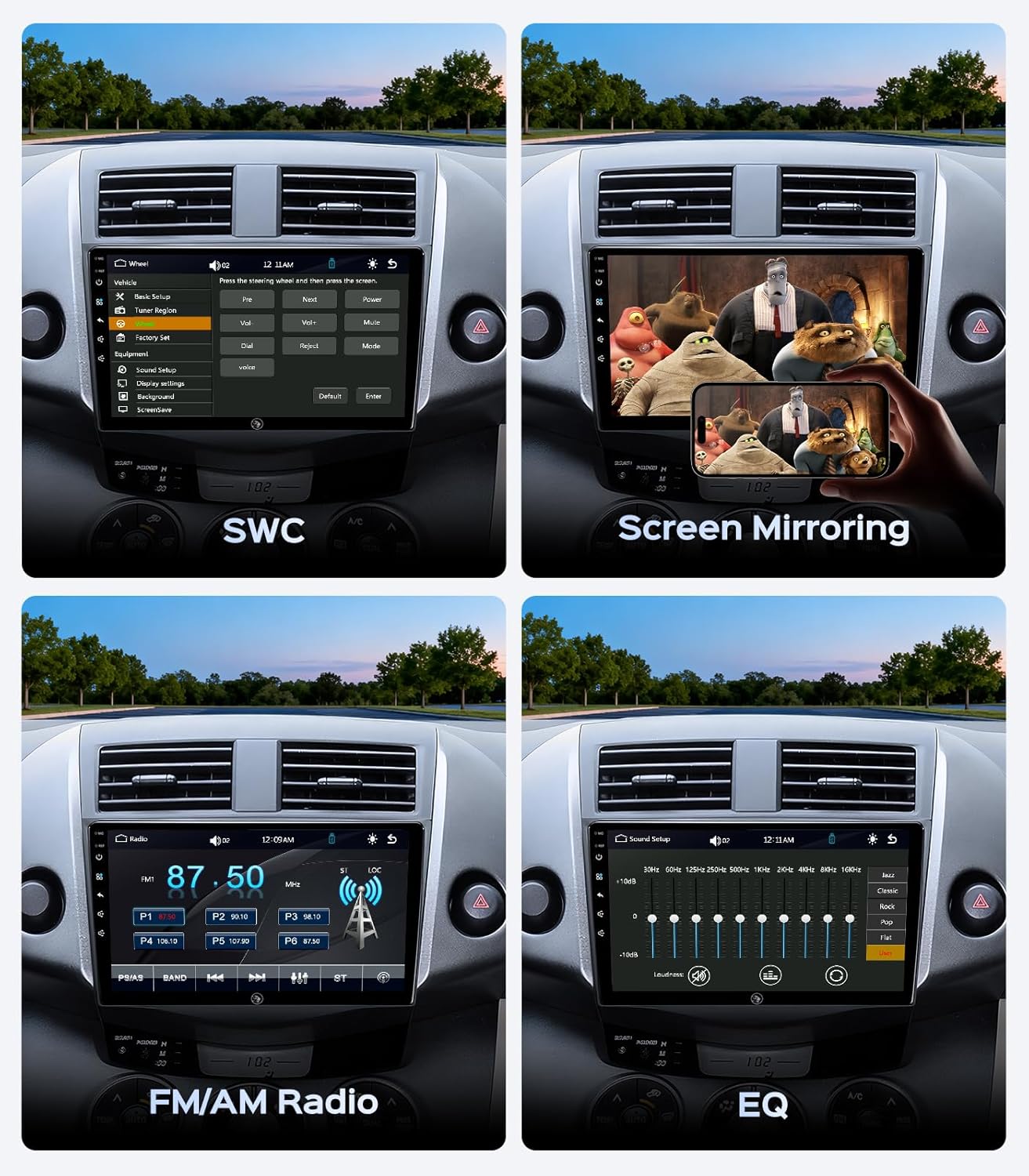 Car Radio Stereo for Toyota RAV4 2006-2011, 9 Inch Touchscreen Wireless CarPlay Android Auto GPS Navigation Head Unit WiFi Bluetooth FM/AM SWC