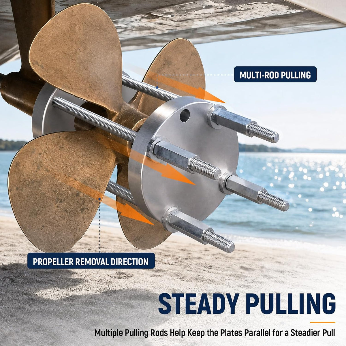 K813 Boat Prop Puller for 3 & 4-Blade Props, Fits 1-1/2" to 1-3/4" Shafts