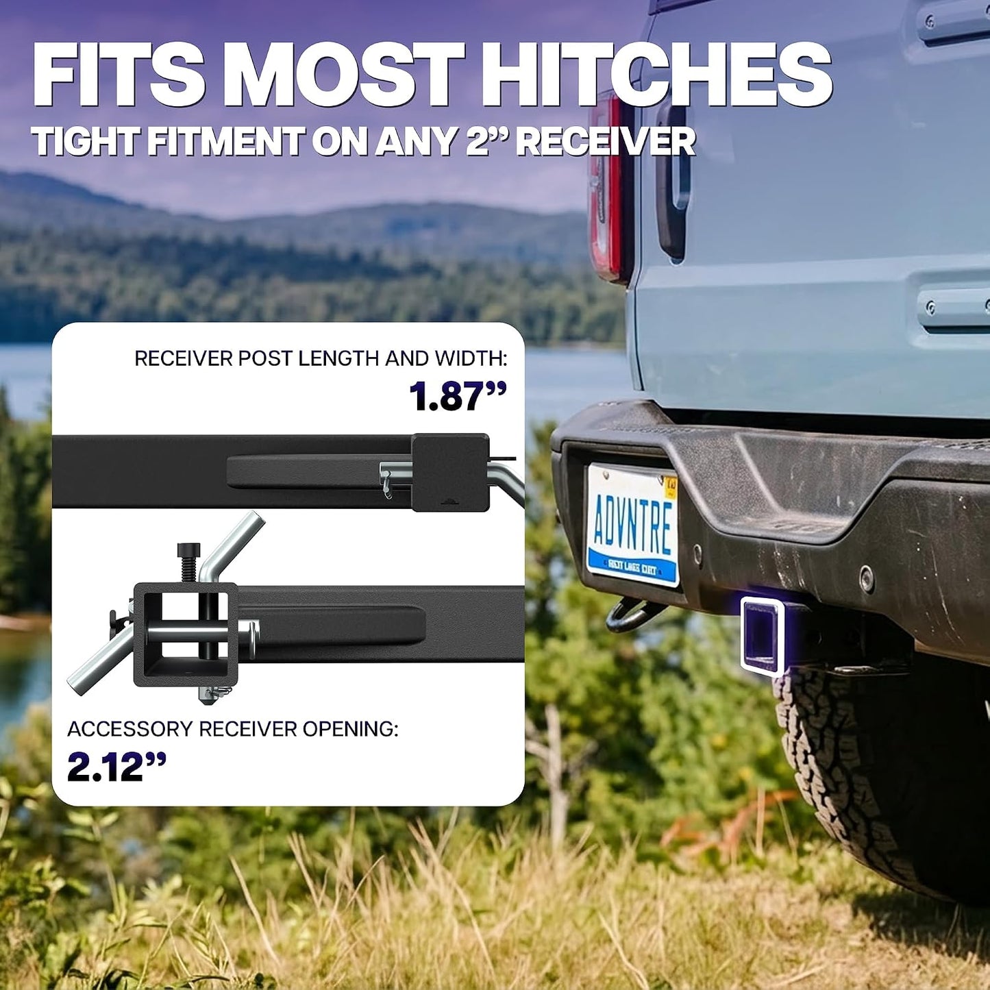 Heavy Duty Swing Away Hitch Adapter, Compatible with Most 2 Inch Hitch Racks, 300 lb Capacity, 90 Degree Rotation Fold Away Hitch, Adapter Only, Fits Bike & Luggage Racks, Black, LF-BRSH