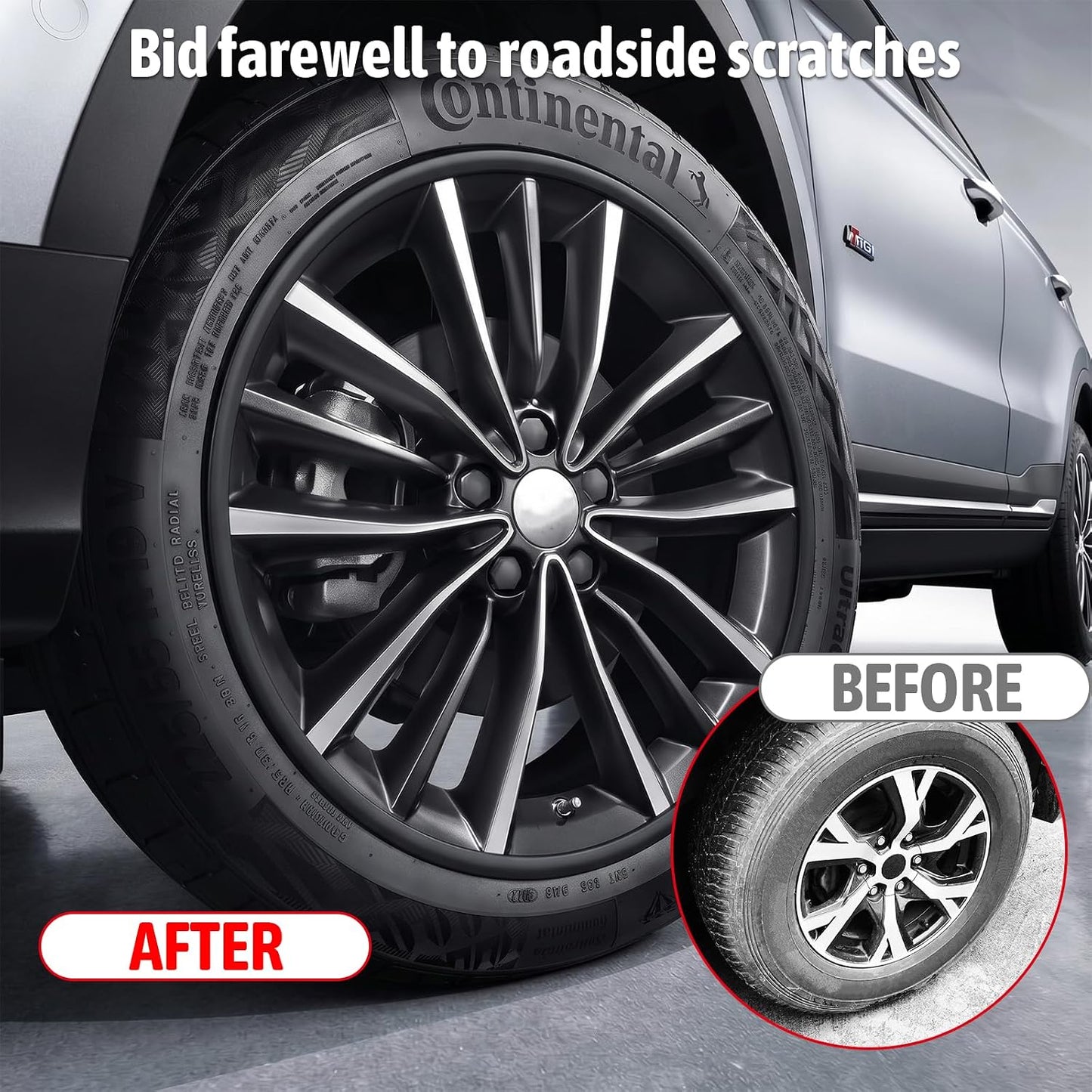 4 Pack Automotive Alloy Wheel Rim Protector -Fits Up 12”to 24”Wheels,Flexible, Durable Rim Protector for Car Wheels to Avoid Scratches & Scuffs - Rim Protector Kit Black