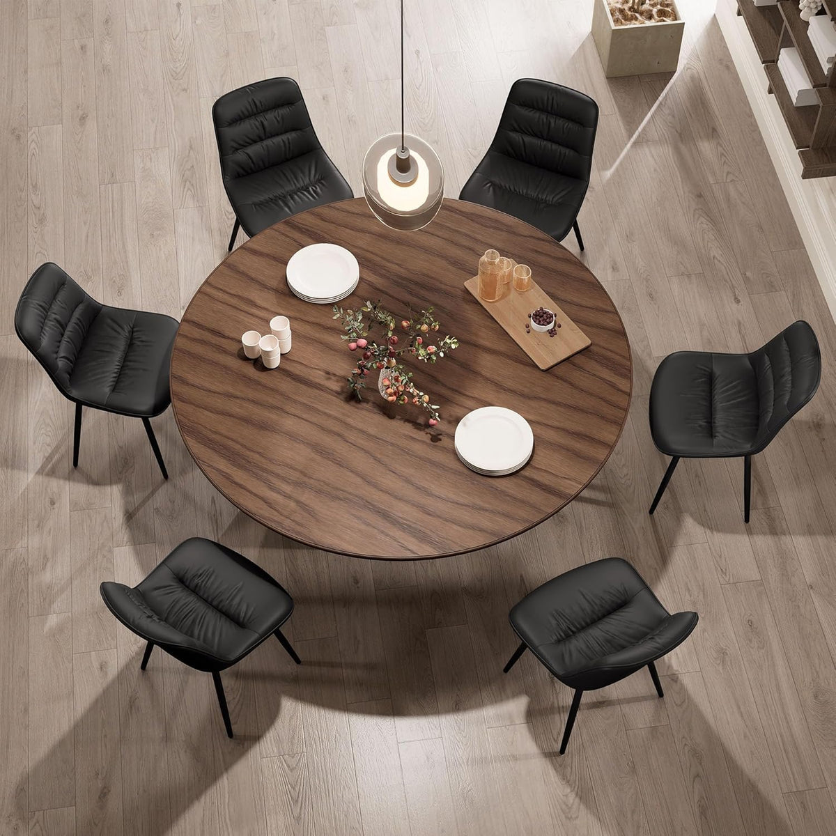 Kidol & Shellder Dining Chairs, Modern Upholstered Leather Kitchen Side Chairs with Comfortable Back, with Metal Legs Black Modern