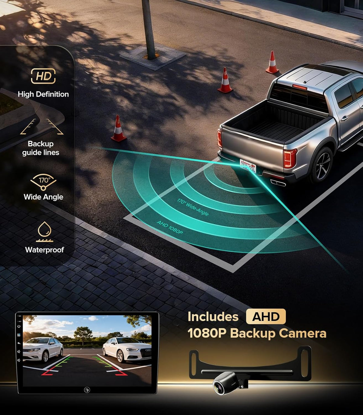 Carplay Radio for 06-12 Dodge Ram 1500/2500/3500 & 05-08 Durango | 07-18 Jeep Wrangler,4G+64G,Wireless CarPlay Android Auto Mirroring,Android 13,BT 5.4,FM/AM,GPS,AUX,1080P Cam, Retain OEM SWC