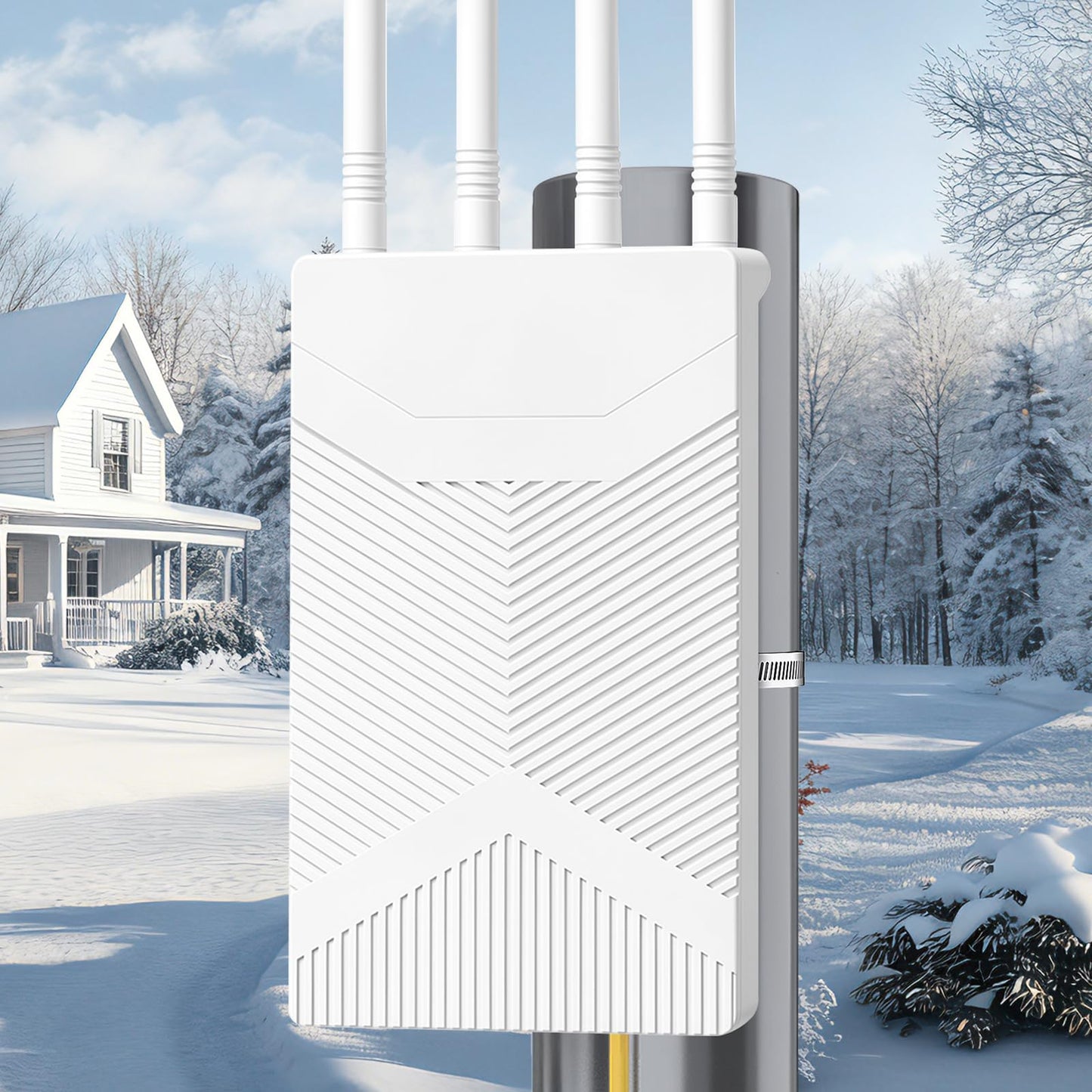 AX3000 Outdoor WiFi 6 Extender, Long Range Outdoor WiFi Signal Booster, IP65 Weatherproof Outdoor Wireless Access Point with PoE, 2.5Gps Gigabit Ports for Garage, Barn,Yard, RV, Starlink