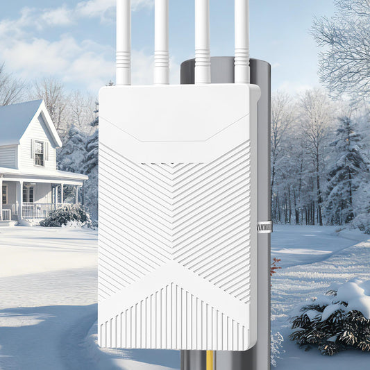 AX3000 Outdoor WiFi 6 Extender, Long Range Outdoor WiFi Signal Booster, IP65 Weatherproof Outdoor Wireless Access Point with PoE, 2.5Gps Gigabit Ports for Garage, Barn,Yard, RV, Starlink