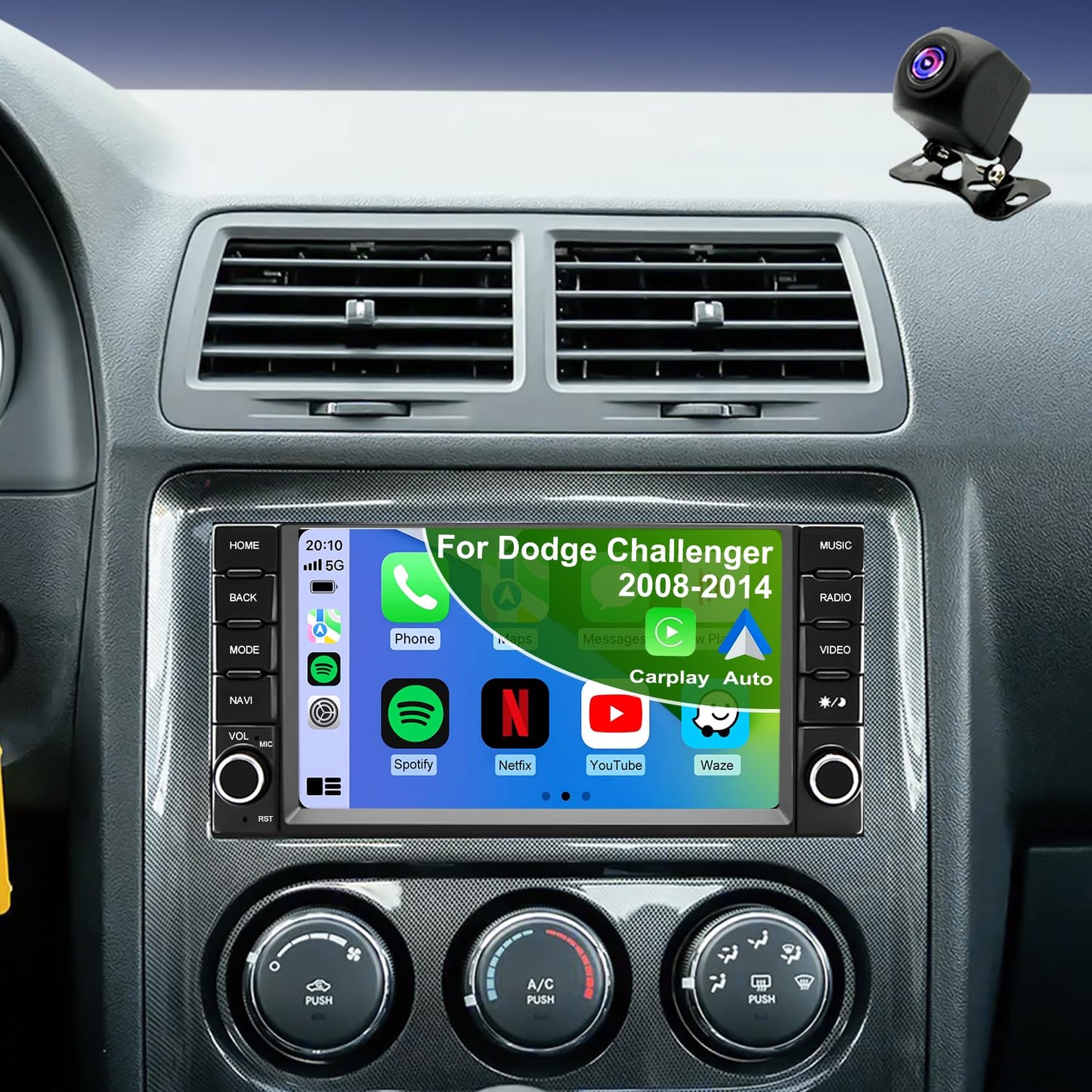 5GWiFi Upgrade Car Radio for Dodge Avenger Challenger 2008-2014, Grand Caravan 2008-2020, RAM 1500/2500/3500 2009-2012, 7inch Touch screen Car Stereo Receivers Wireless Carplay Android Auto GPS Camera