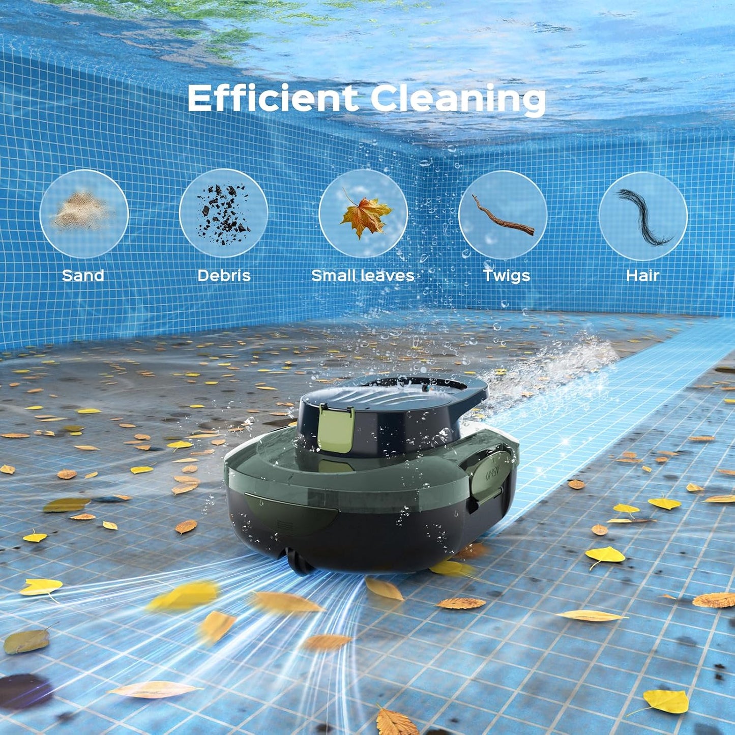 Cordless Robotic Pool Cleaner for Above Ground Pools, Featuring Dual-Motor Suction, Large Debris Basket, Self-Parking, and Fast Charging，Nova Black