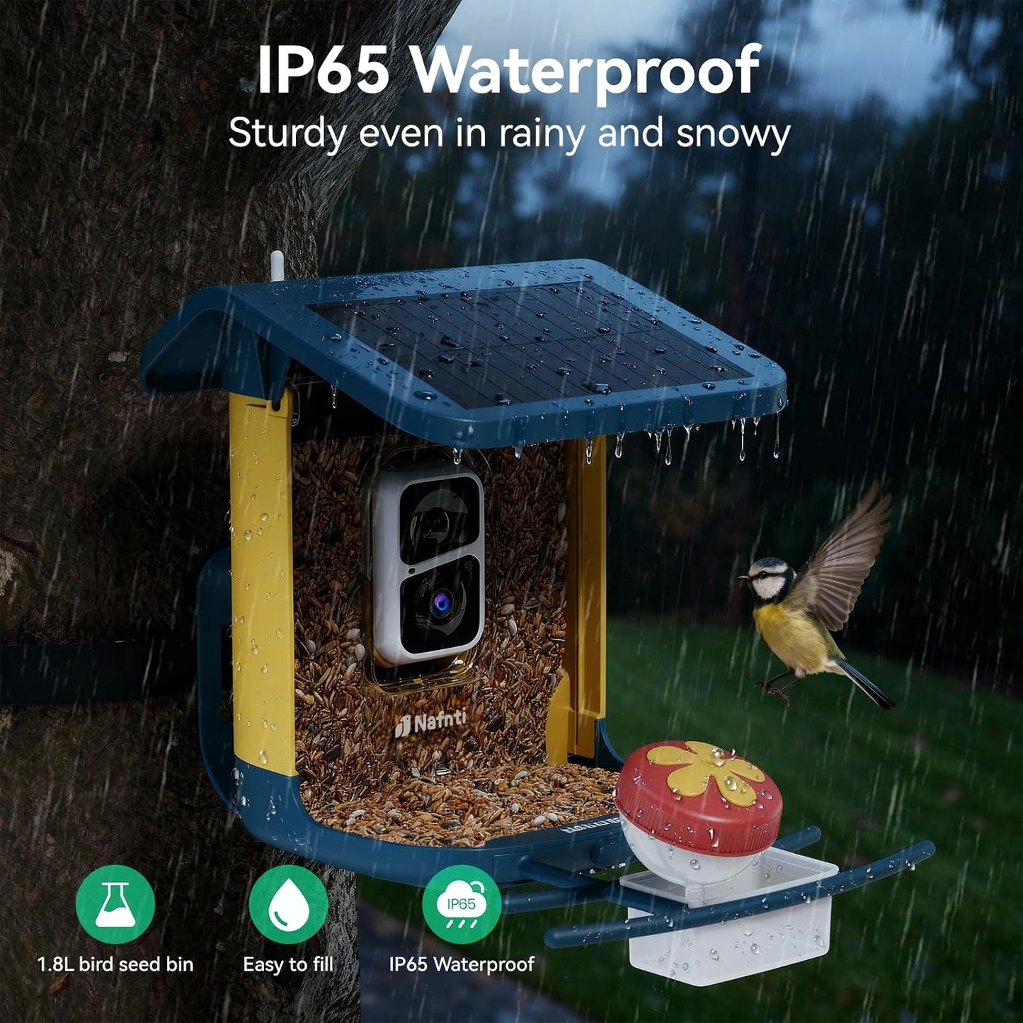 Smart Bird Feeder with Camera, Support 2.4GHz/5GHz, 2K Live Steam for Outdoor, 1.8L Large Capacity, AI Identify Auto Capture Videos, Smart Camera Bird Feeder for Outside, Ideal Gift for Christmas