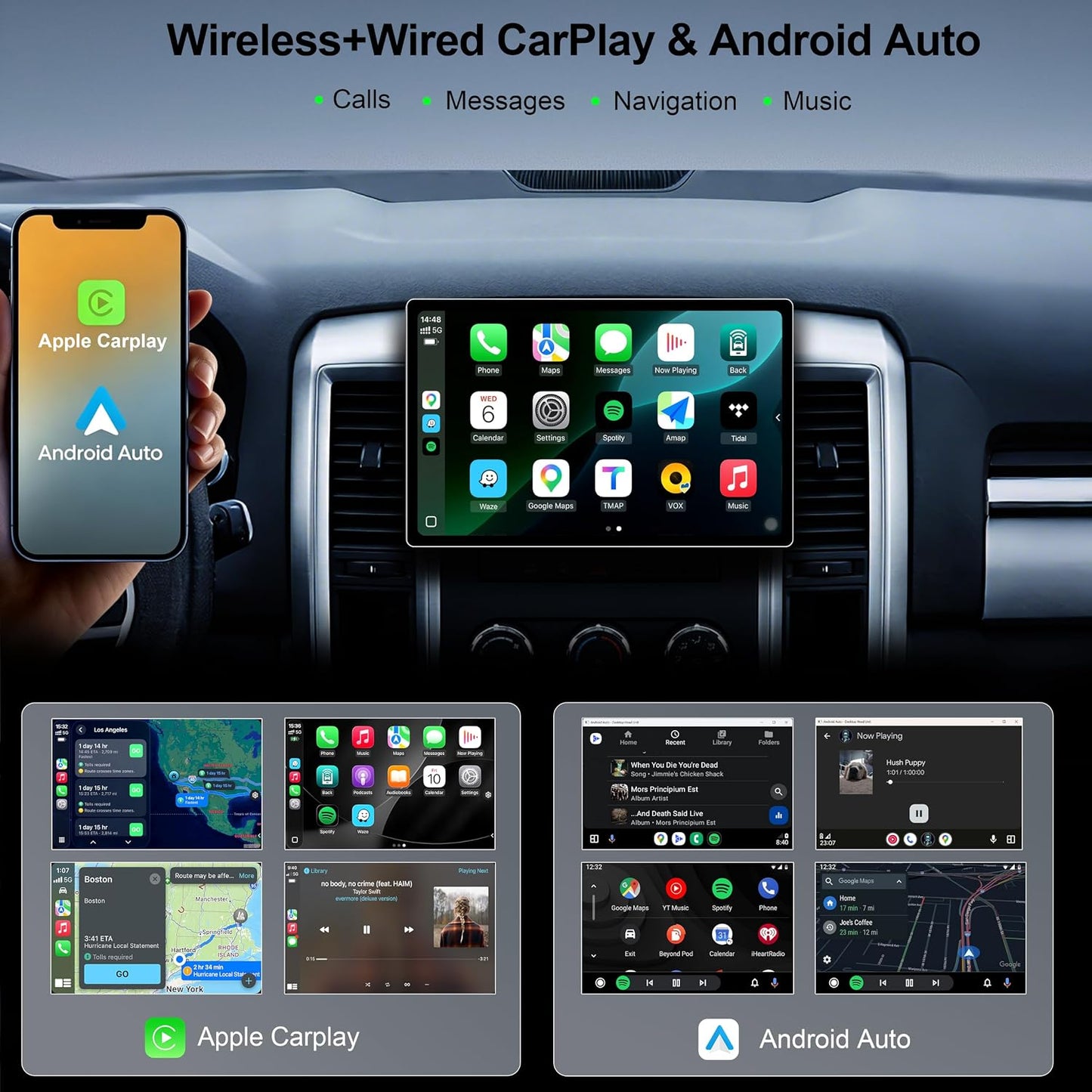 11.5 Inch 8 Core 4GB+64GB Car Radio Stereo for Dodge RAM 1500/2500/3500 2009-2012, 2K Touchscreen Android 13 Head Unit with Wireless CarPlay & Android Auto,1080P Backup Camera, GPS, SWC, AM/FM Radio