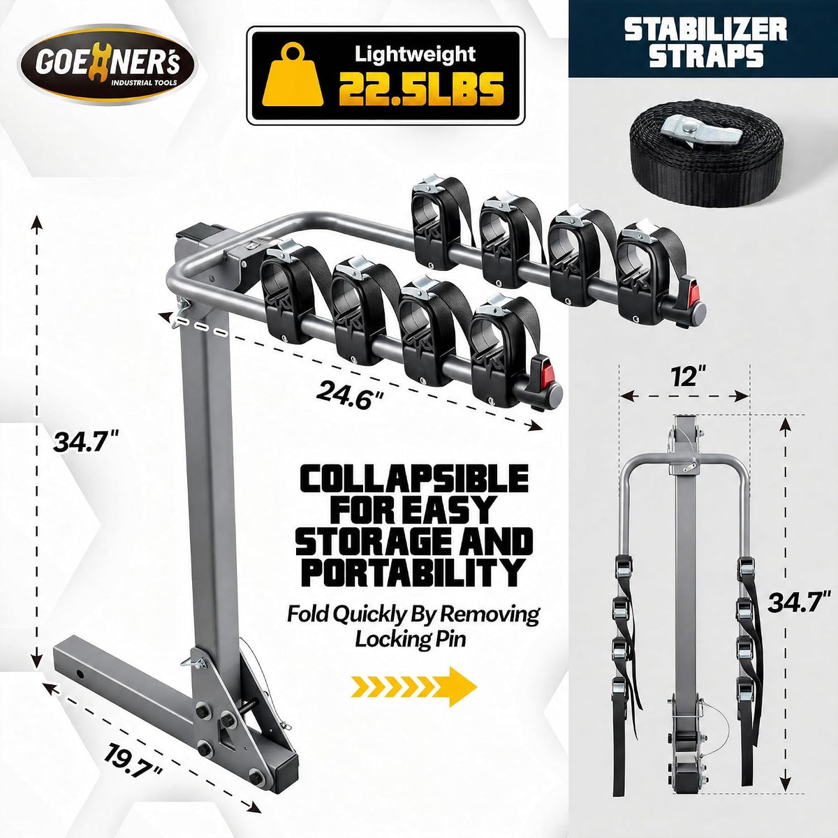Upgrade Hitch Bike Rack Mount 4 Bikes for 2'' Receiver 240 LBS