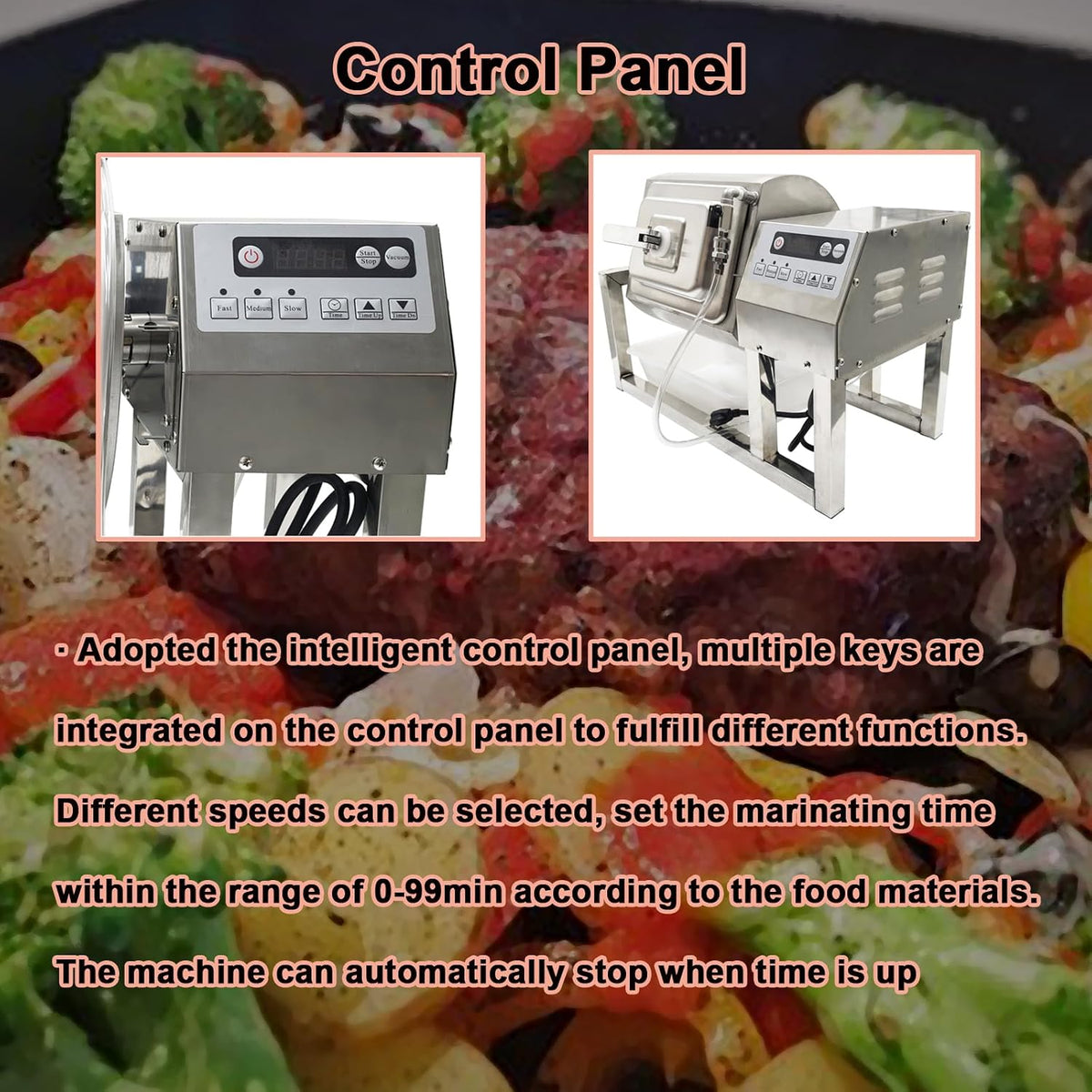 INTBUYING Vacuum Tumbler Marinator, 15L Commercial Vacuum Marinating Machine, Meat Curing Rolling Kneading Machine, 110V, Bidirectional Rotation Food Tumbler Marinating for Meat, Vegetable, Fish