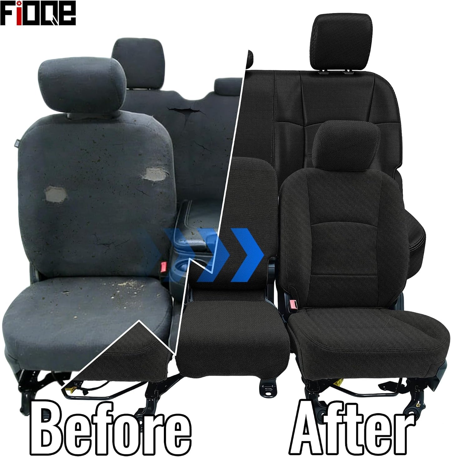 Front&Rear Heavy-Duty High-Density Composite Fabric Seat Covers for Dodge Ram 2500 2019-2024,Fits Front Bucket Seats & Rear Full Bench，Waterproof & Foam Padded-Black Black for Dodge Ram 2500 2019-2024 Front&Rear