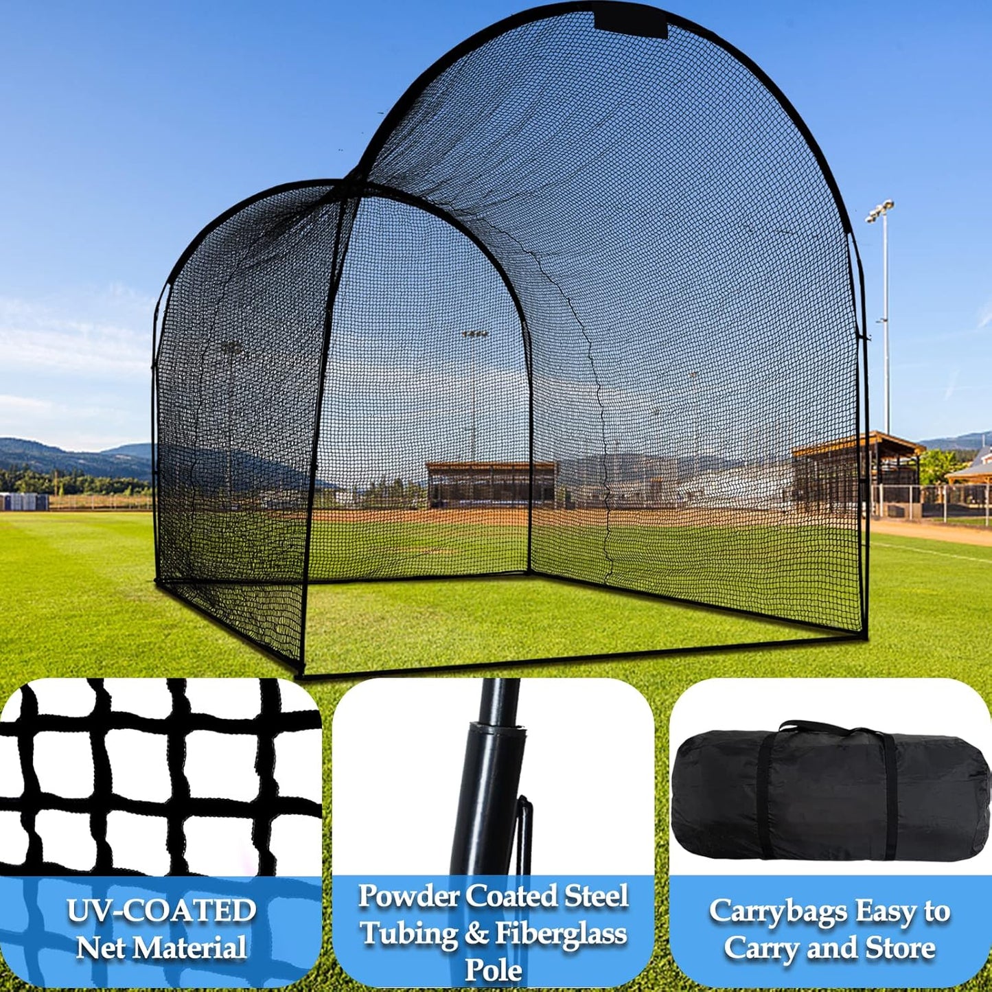 Doubleriver Baseball Batting Cage,Batting Cages for Backyard, Portable Batting Cage with Carry Bag,Baseball&Softball Batting Cages,Batting Cagefor