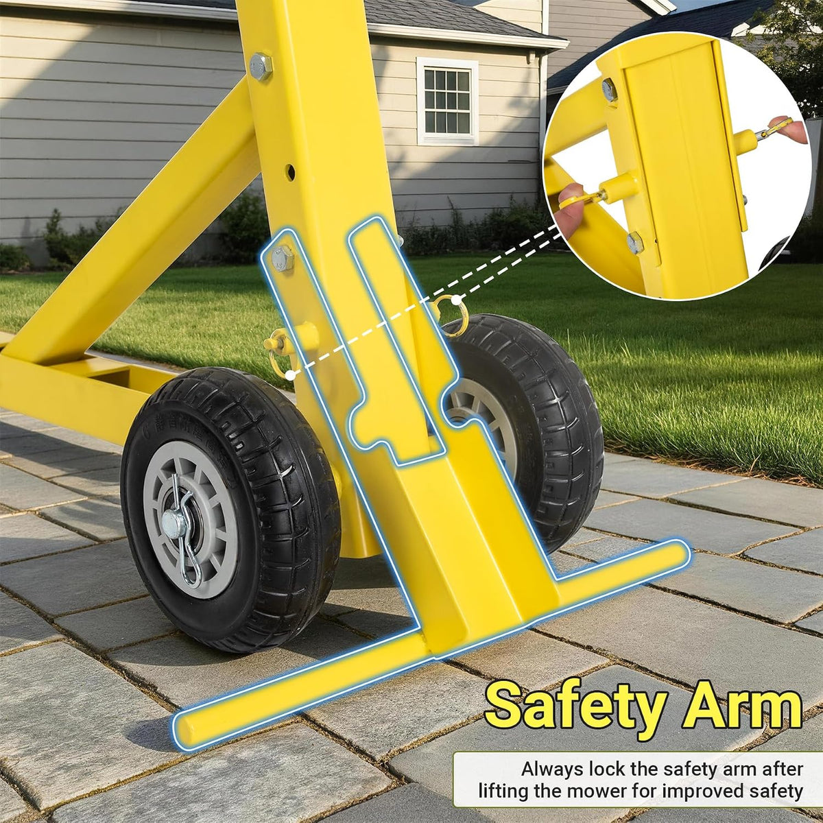 Lawn Mower Jack 800LBS, Zero Turn Mower Jack Lift w/Wheels yellow