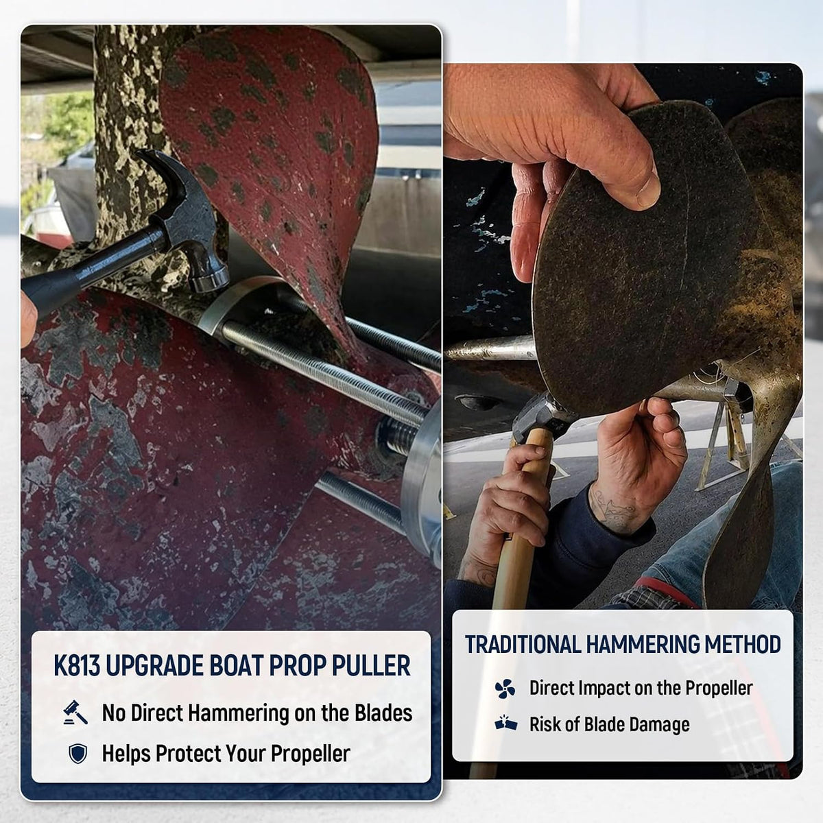 K813 Boat Prop Puller for 3 & 4-Blade Props, Fits 1-1/2" to 1-3/4" Shafts
