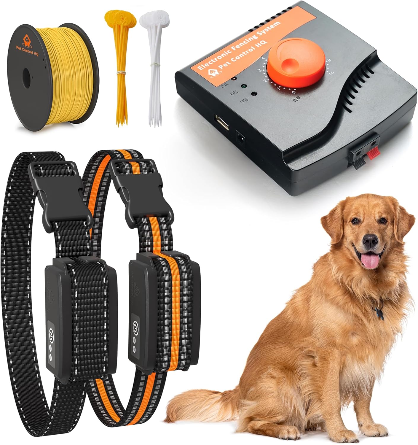 Wireless Dog Fence System - Dog Fence Electric Shock Collar Training - Pet Containment System with Fence Wire Underground Perimeter - 2 Collars