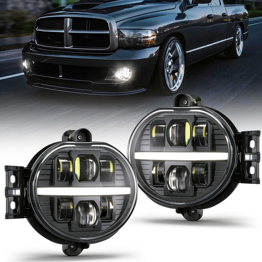 Auxbeam New LED Fog Lights with DRL, DOT Approved Bumper Fog Lamps for Dodge Ram 1500 2002-2008 Dodge Ram 2500/3500 2003-2009 Durango 2004-2006, 1 Pair Black