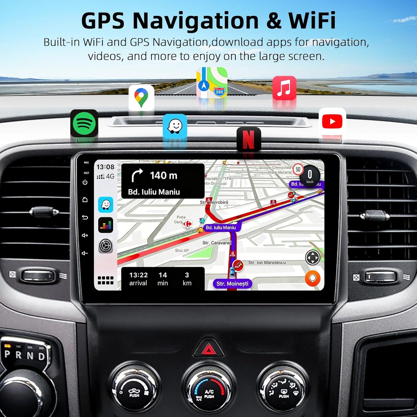 Car Stereo for Dodge RAM 1500 2500 3500 2013-2018,2+64G Android 13 Touch Screen Radio with Wireless CarPlay Android Auto Backup Camera(Only fit Manual AC)